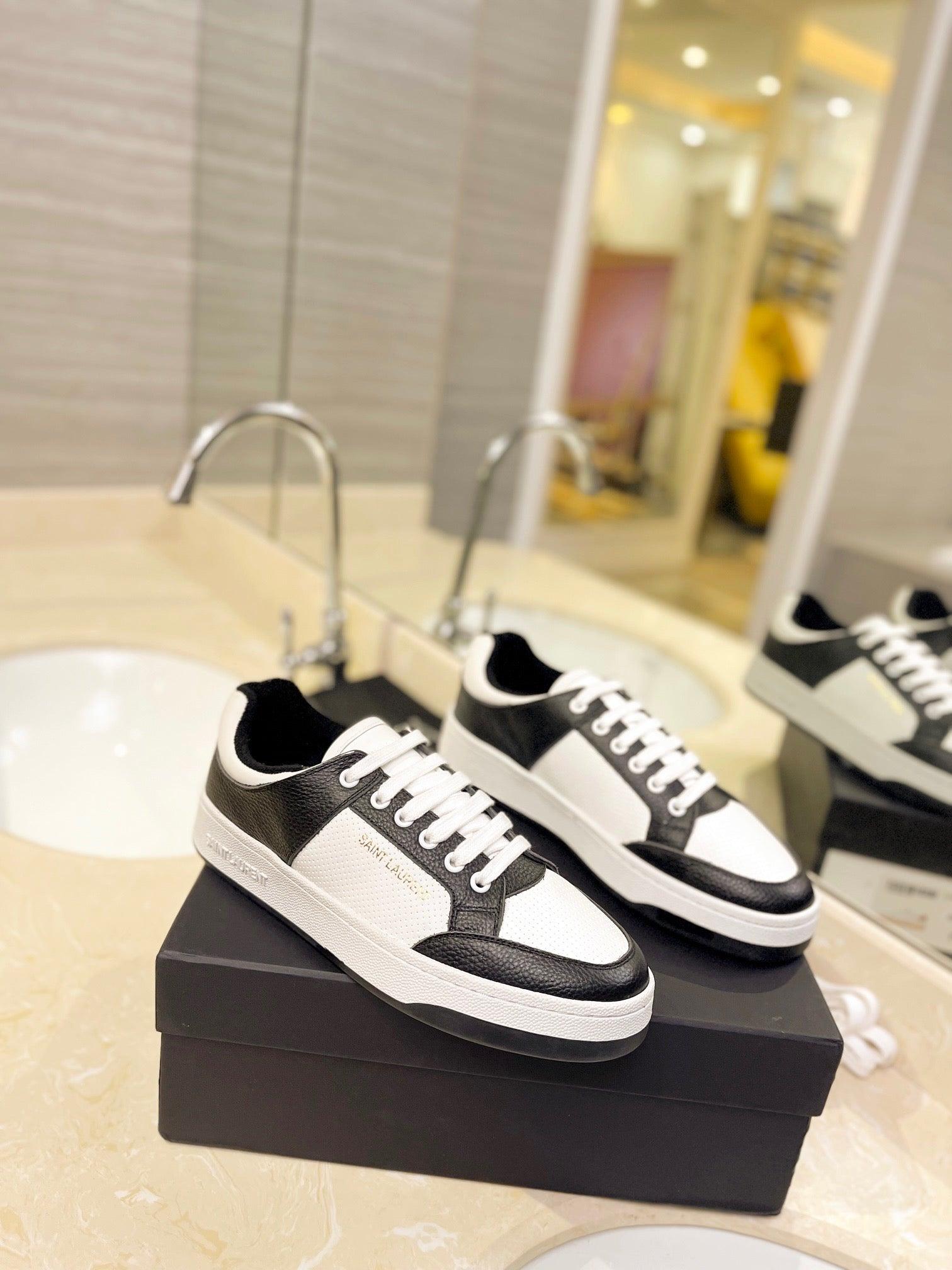 VSL Black and White Leather Sneakers-167 - tntwear1