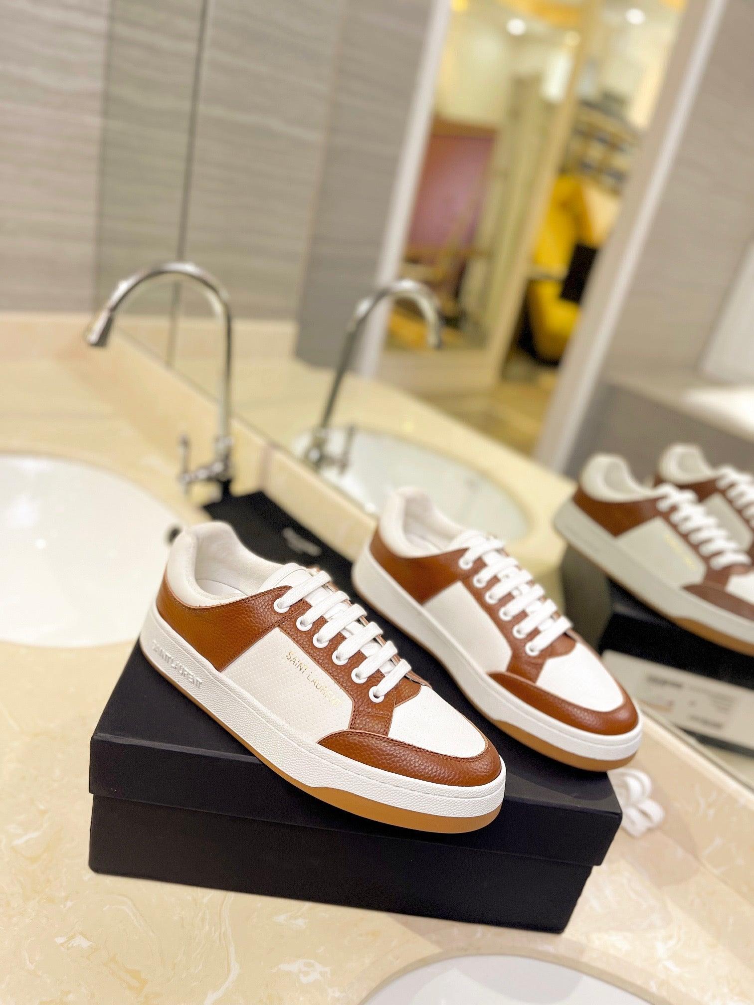 VSL Brown and White Leather Sneakers-166 - tntwear1