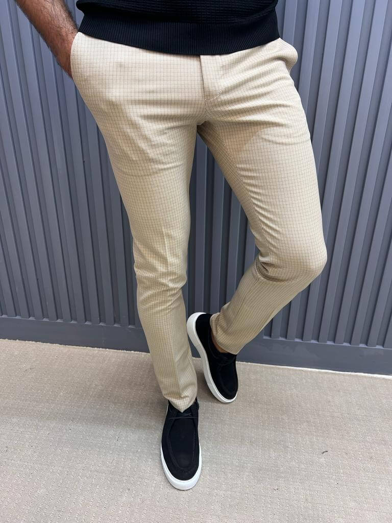 Hilton Beige Checkered Trousers