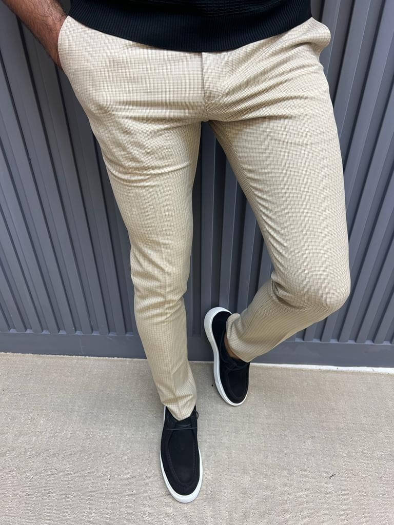 Hilton Beige Checkered Trousers