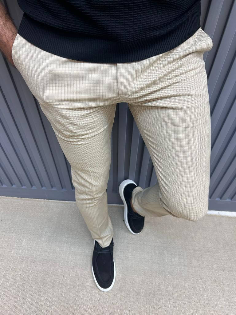 Hilton Beige Checkered Trousers