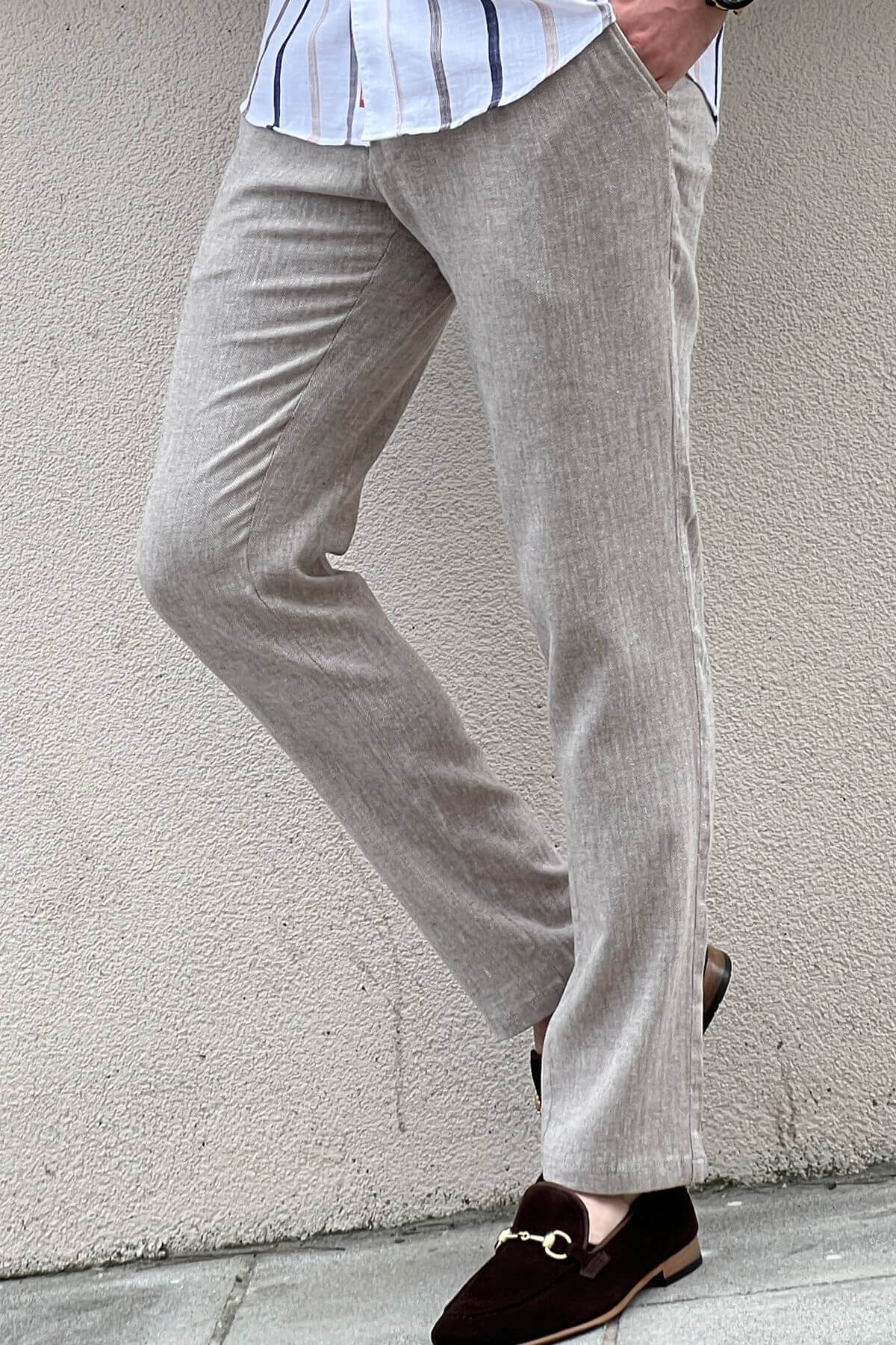 Beige Linen Pants