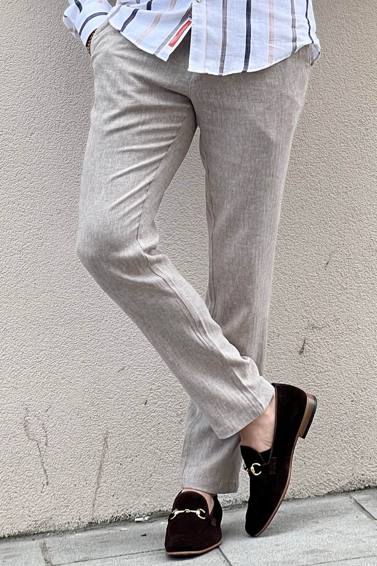 Beige Linen Pants