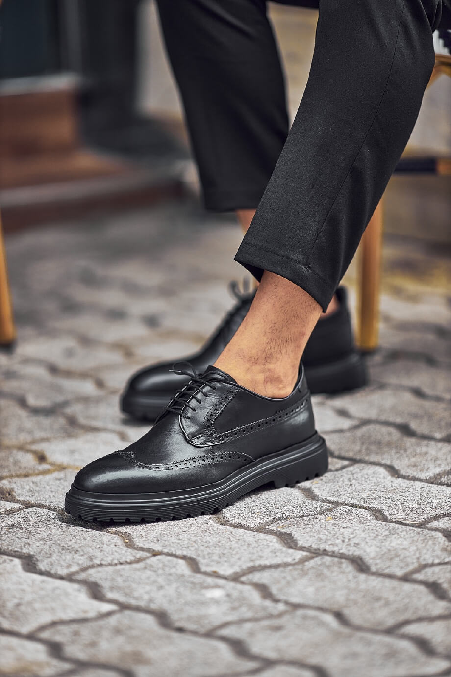 Black Brogue Derby Shoes