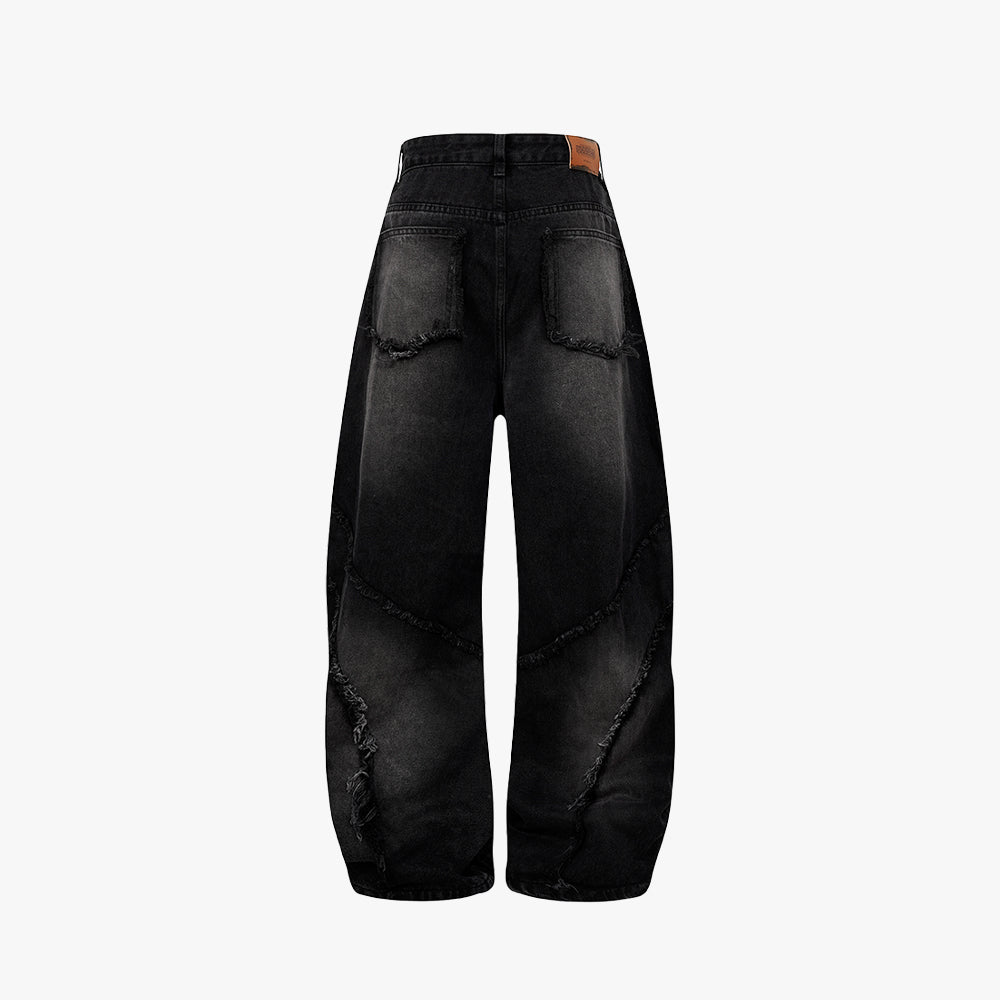 Black Frayed Balloon Denim