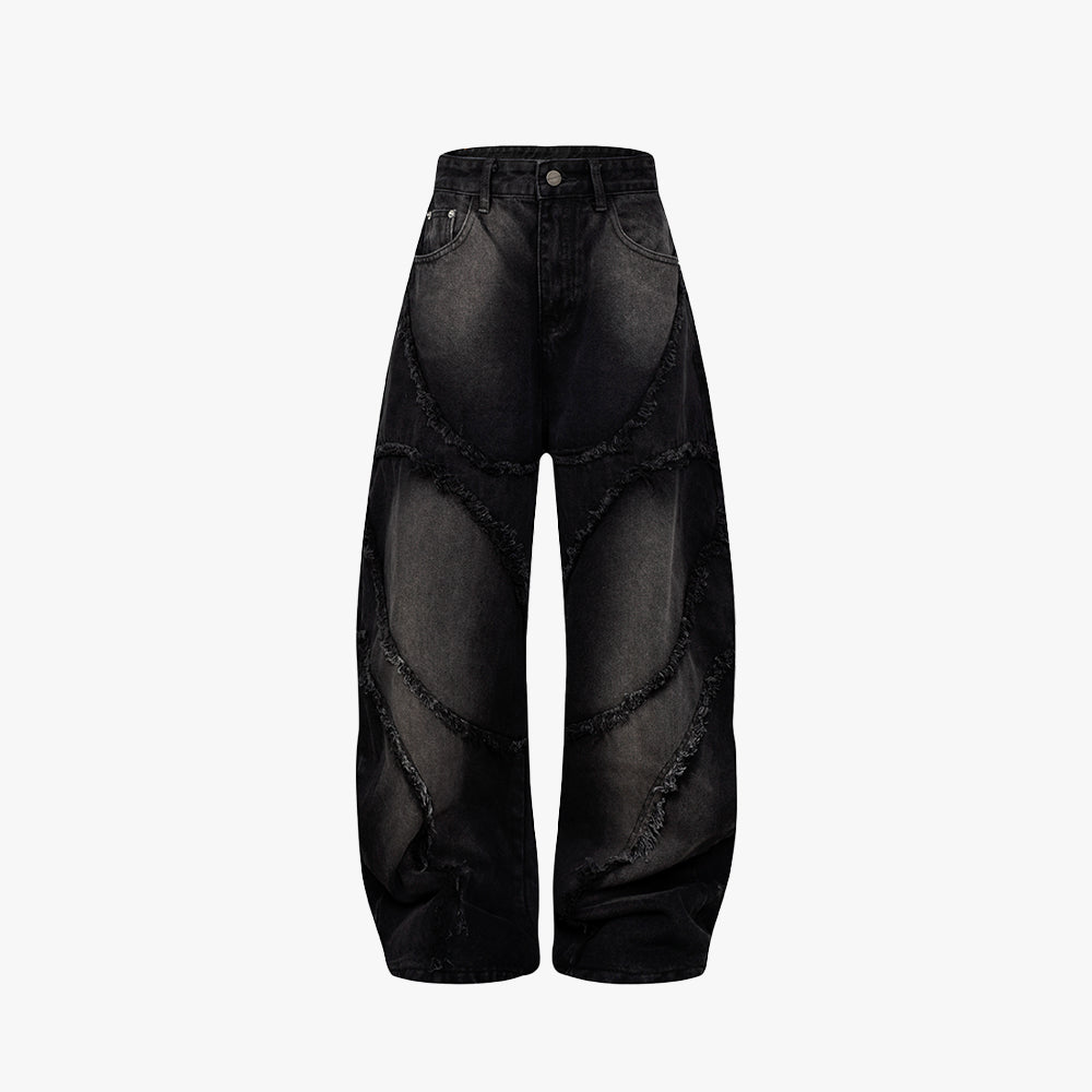Black Frayed Balloon Denim