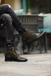 Black & Khaki Leather Boots