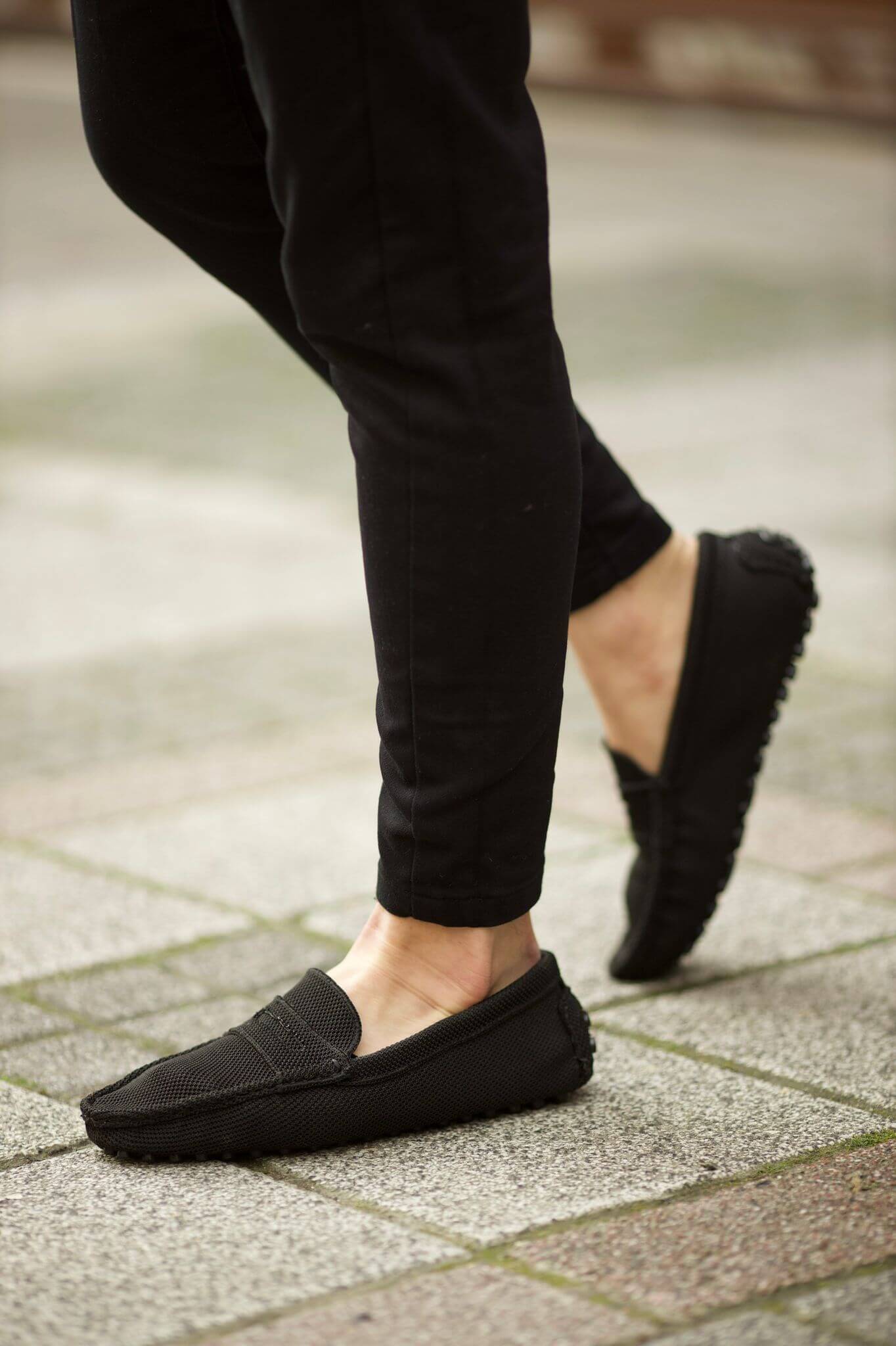 Black Knitted Driving Loafers