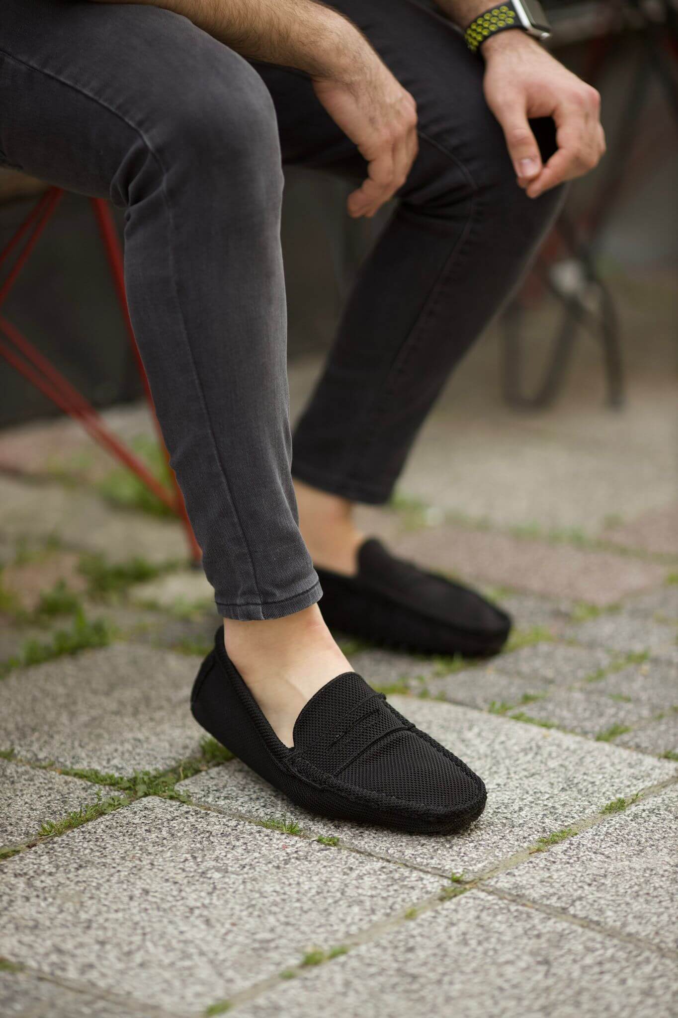 Black Knitted Driving Loafers