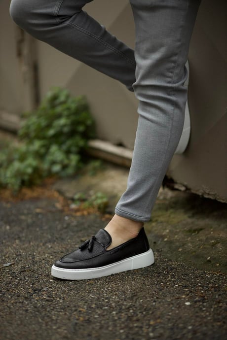 Black Tassel Slip ons