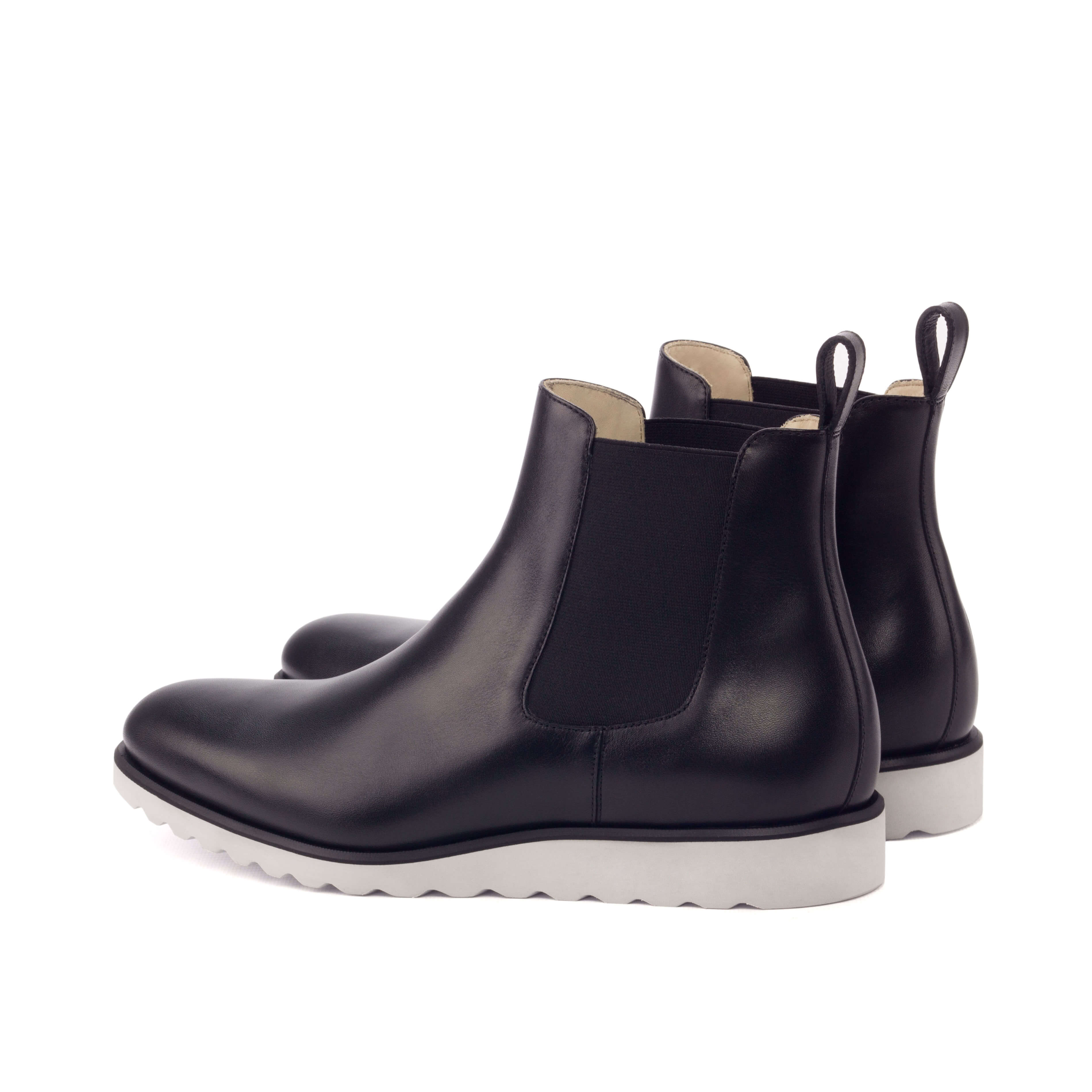 White Sole Black Chelsea Boots