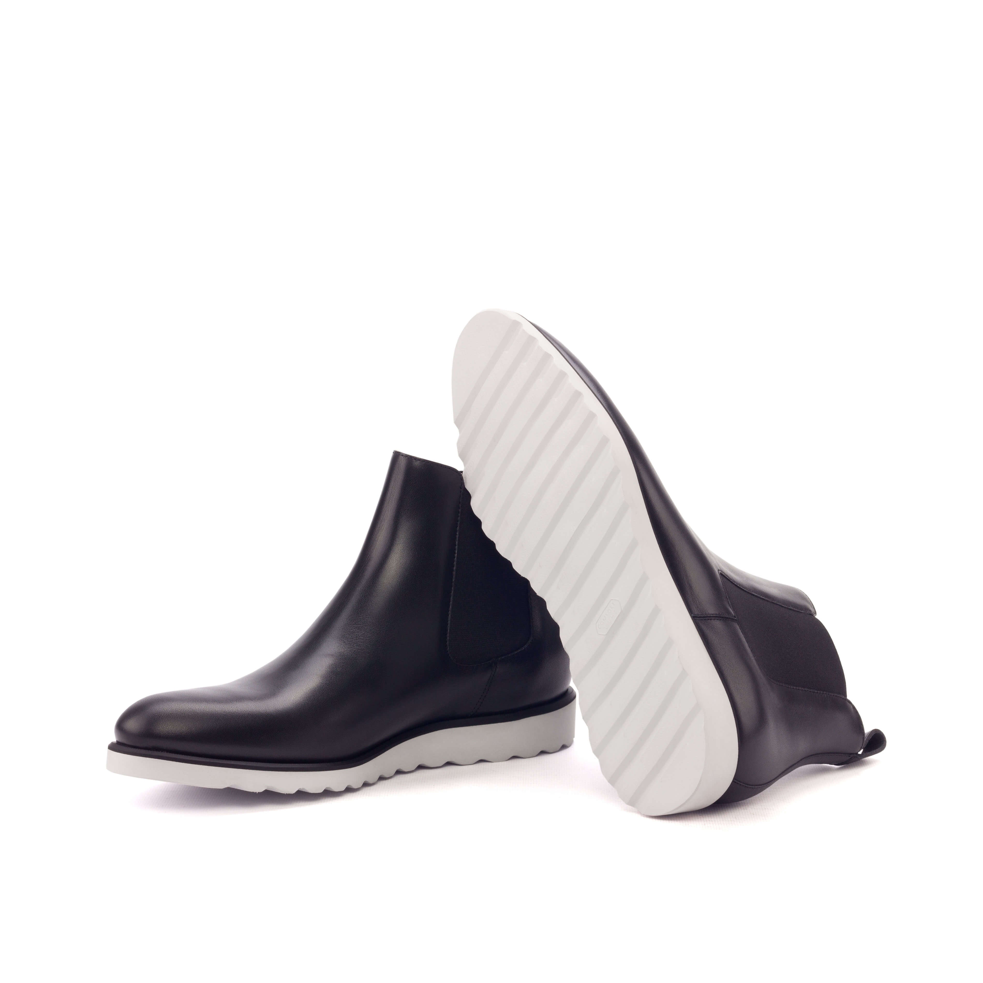 White Sole Black Chelsea Boots