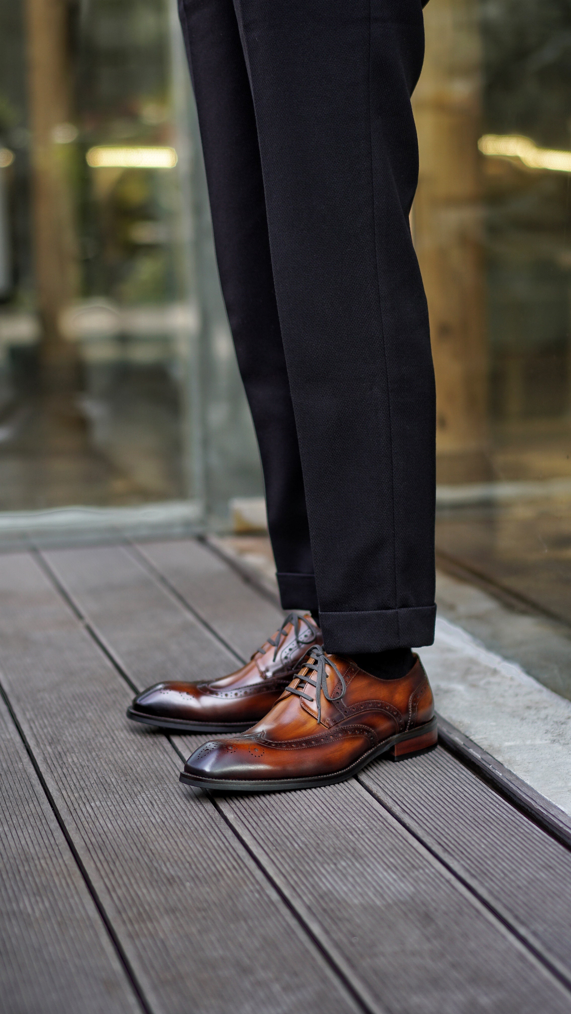 Handmade Brown Wingtip Derby Shoes