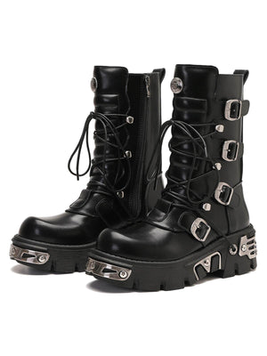 Tntwear Metal Punk Style Workwear Platform Boots - 2199