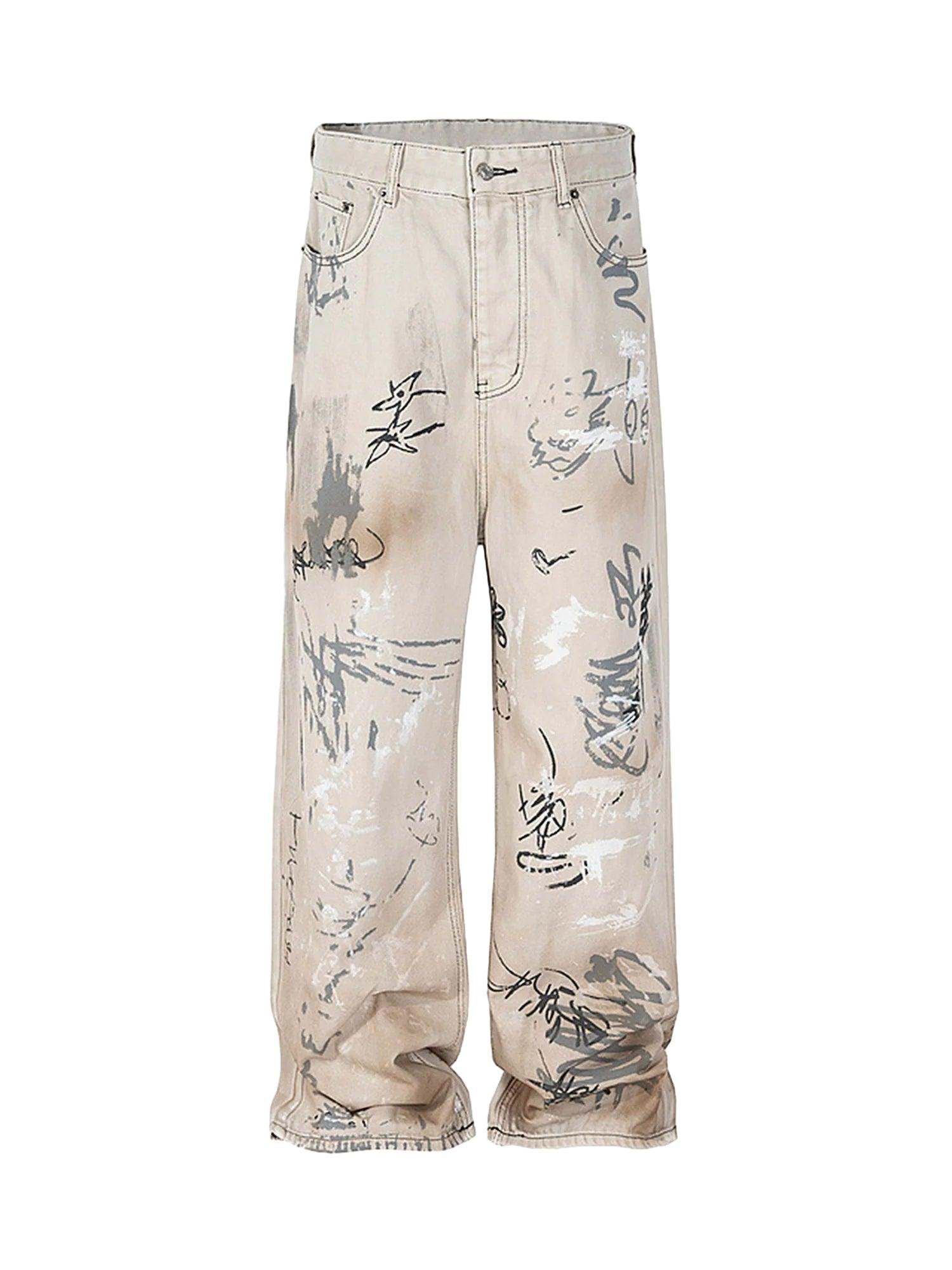 Tntwear Hand-painted Graffiti Baggy Jeans - 1885 - tntwear1