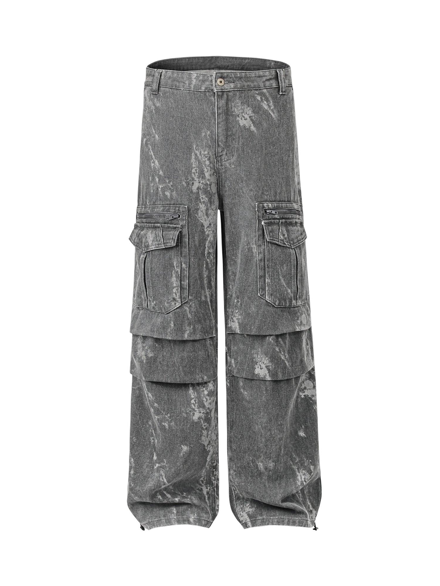 Tntwear High Street Hip-hop Distressed Washed Work Jeans - tntwear1