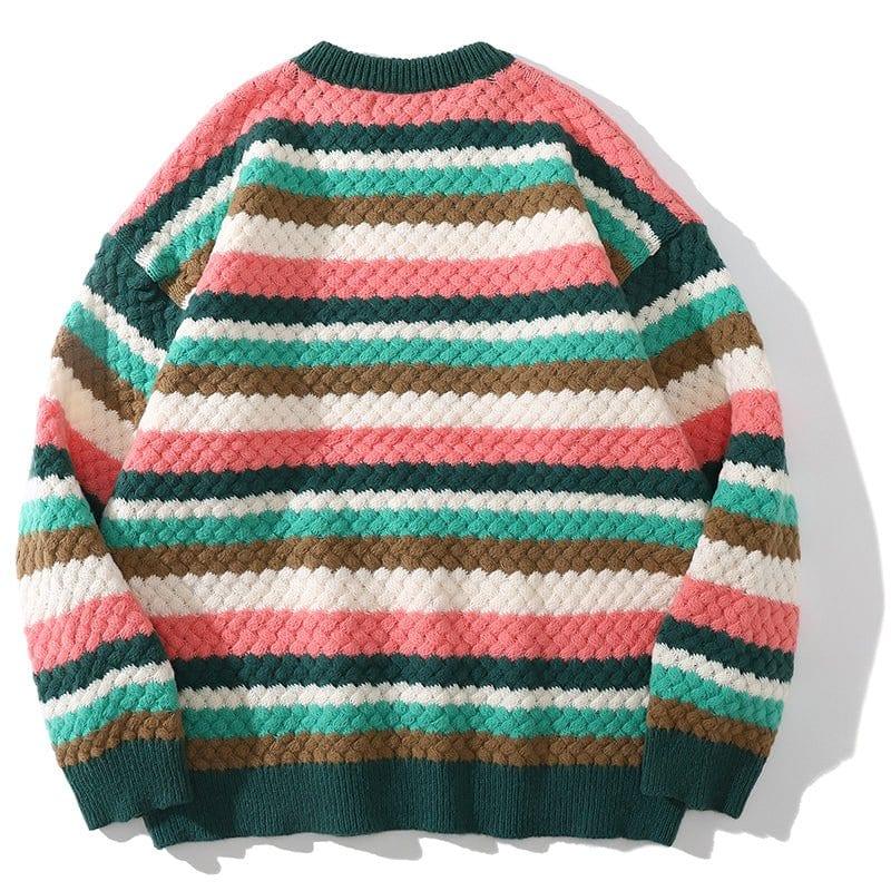 Cable Knit Crewneck Sweater Patchwork Color - tntwear1