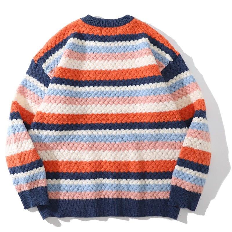 Cable Knit Crewneck Sweater Patchwork Color - tntwear1