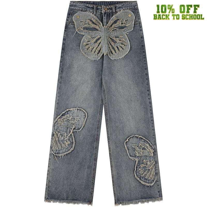 Tntwear® Women Wash Jeans Butterfly Patch - tntwear1