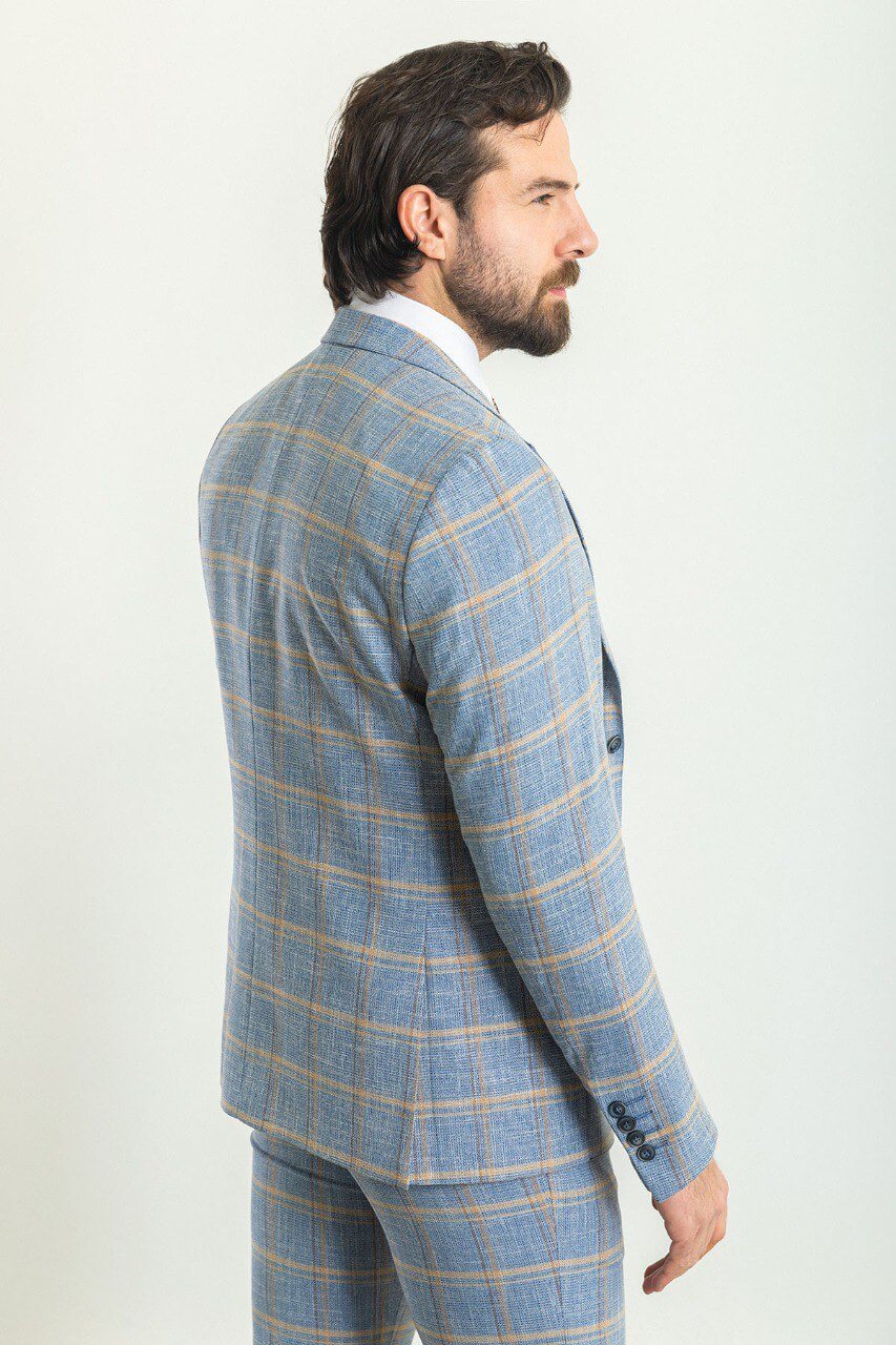 Blue Checkered Three-Piece Suit