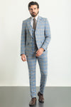 Blue Checkered Three-Piece Suit