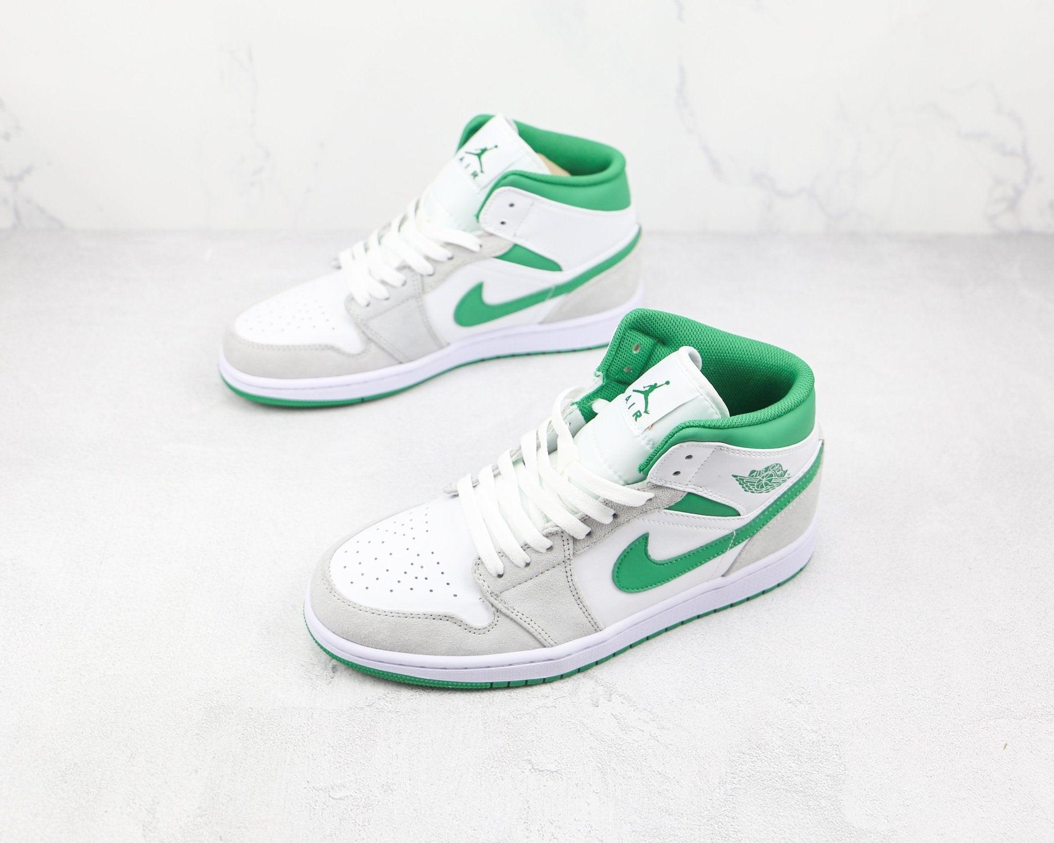 Custom Air Jordan 1 Green Grey Mid High Q - tntwear1