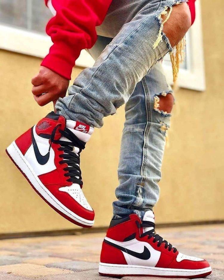 Custom RED Black White Jordan 1 CHICAGO High Q - tntwear1