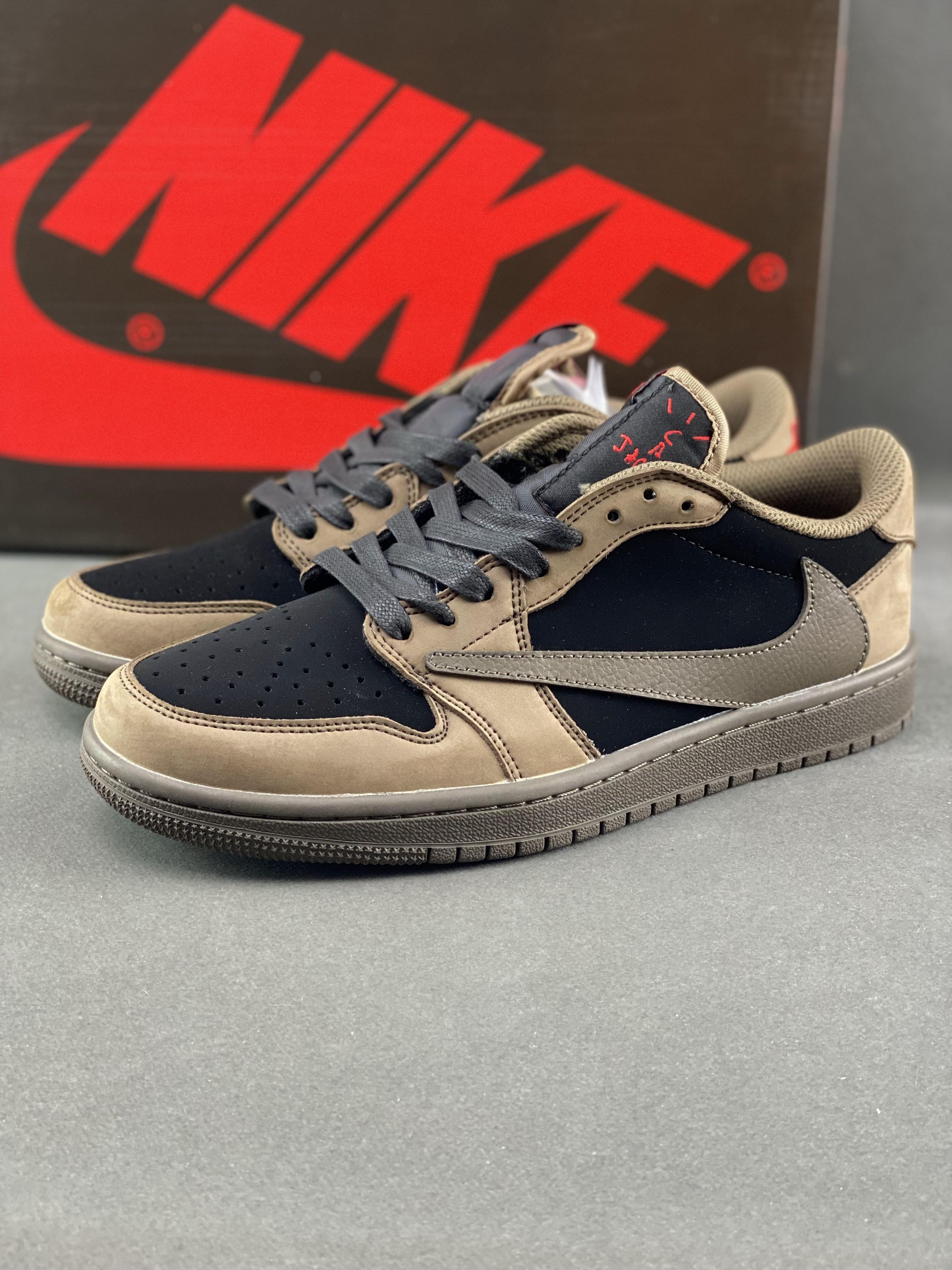 Custom Travis Scott x Air Jordan 1 Low Velvet Brown - tntwear1