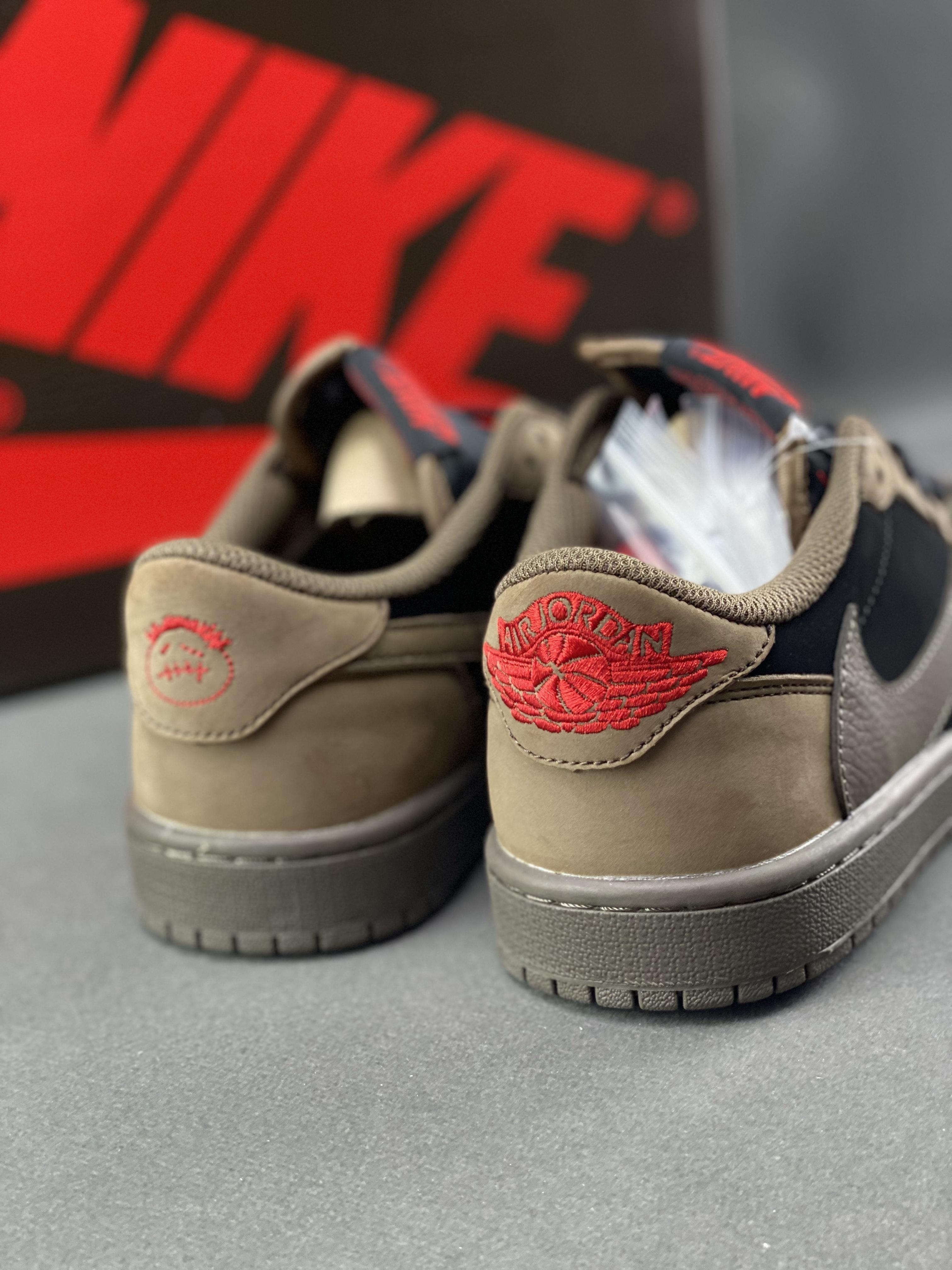 Custom Travis Scott x Air Jordan 1 Low Velvet Brown - tntwear1