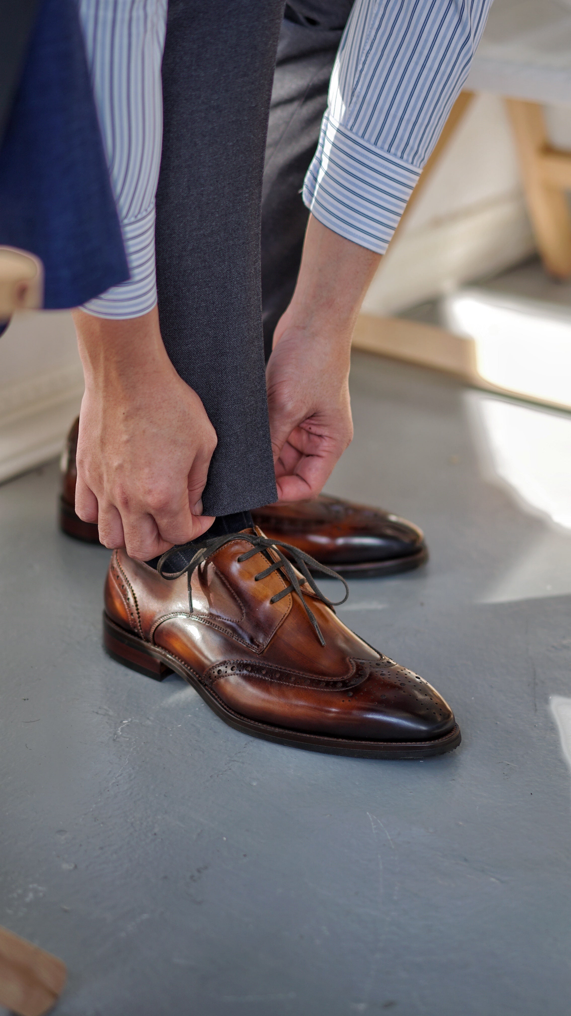 Handmade Brown Wingtip Derby Shoes