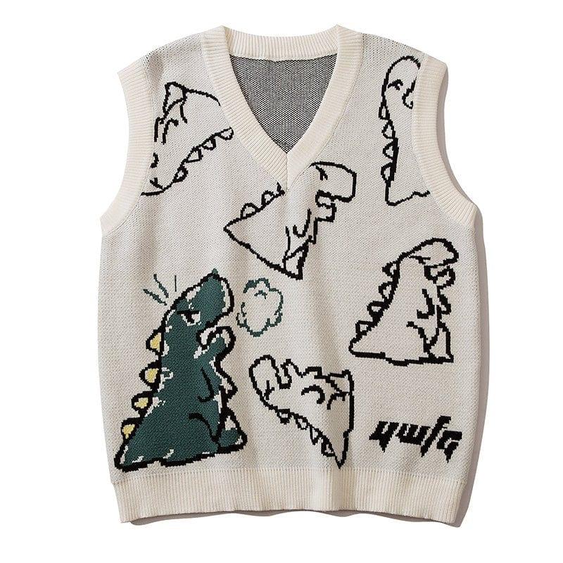 Dinosaur Graphic Knit Sweater Vest - tntwear1