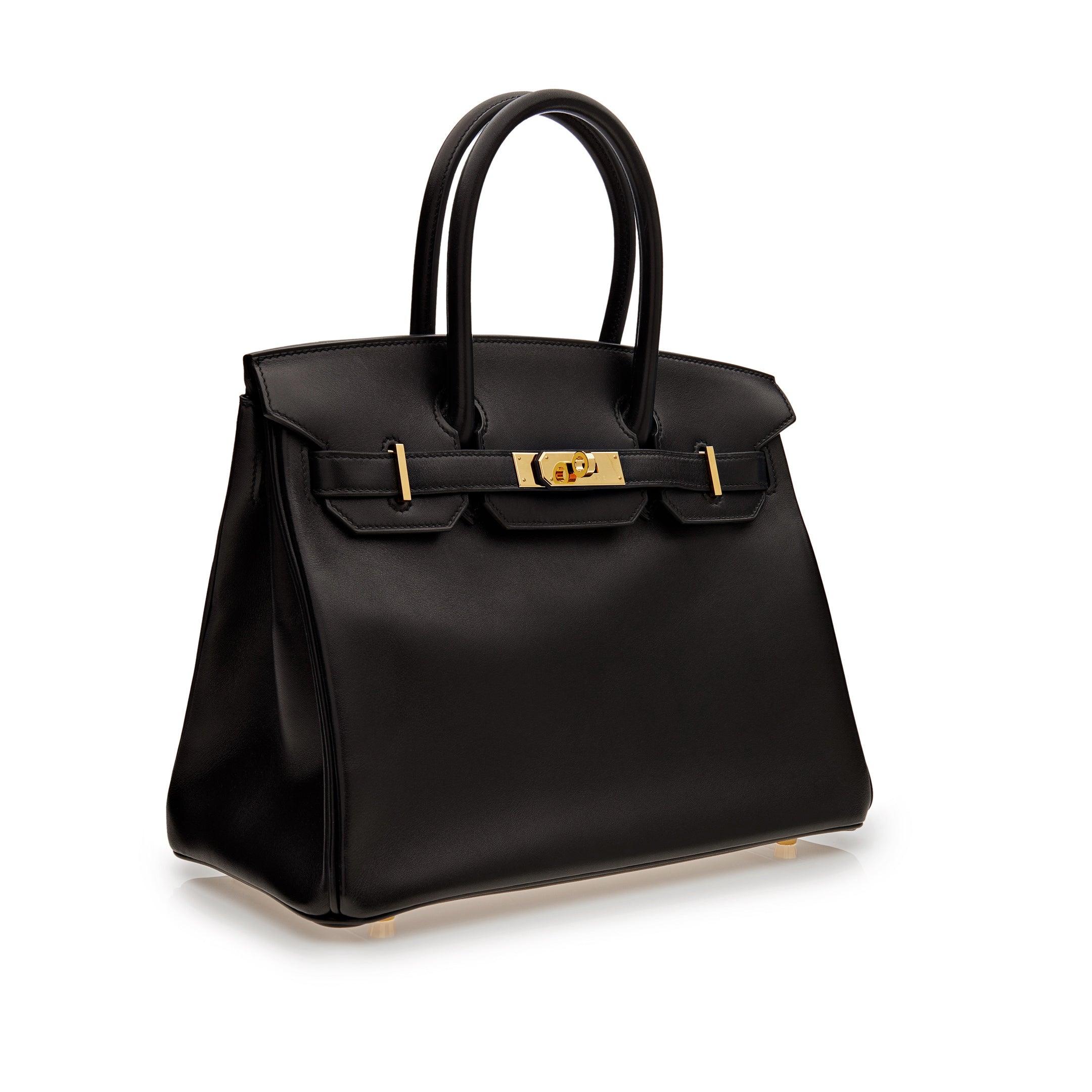 HRMS Birkin 30 Black Box Leather Gold Hardware - tntwear1