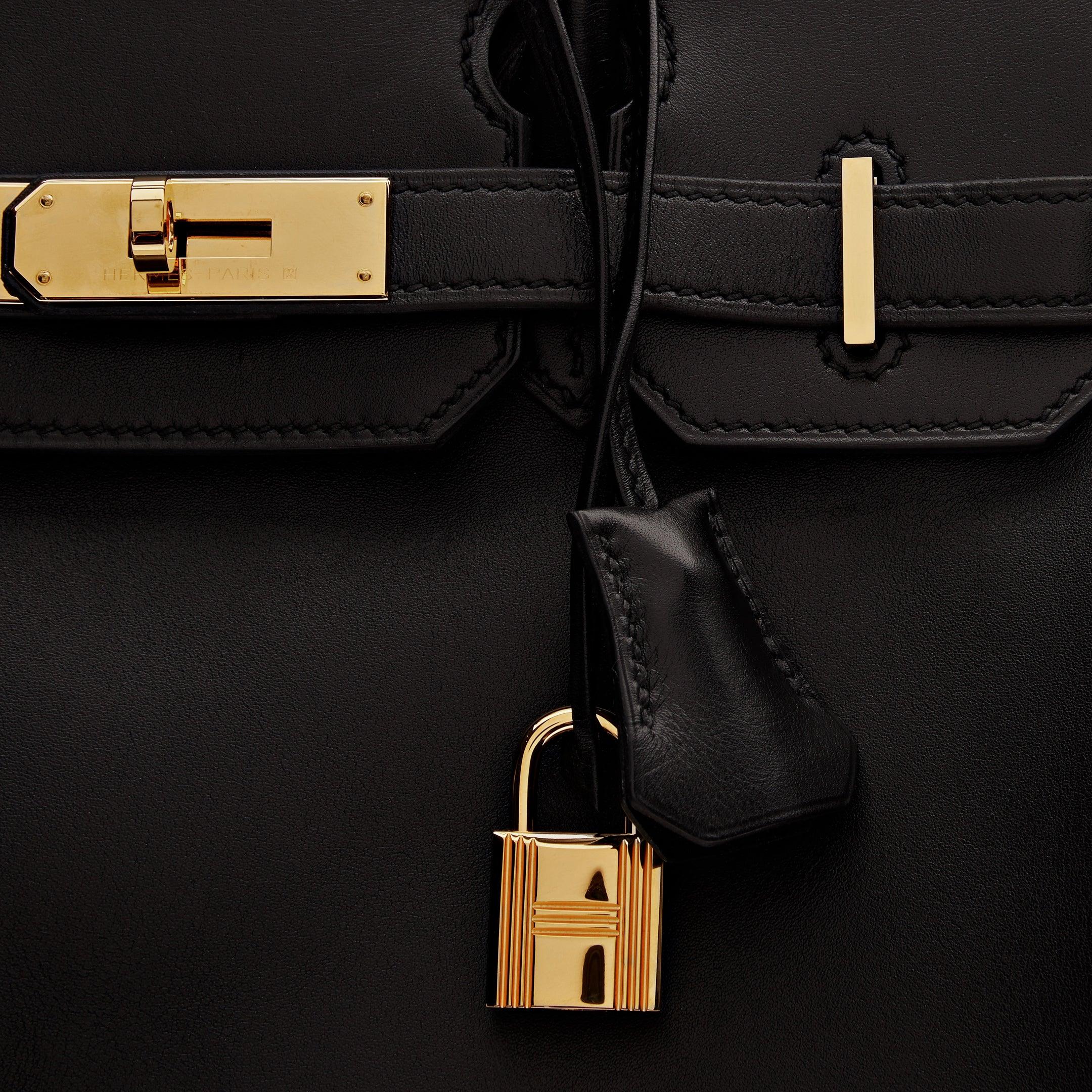 HRMS Birkin 30 Black Box Leather Gold Hardware - tntwear1