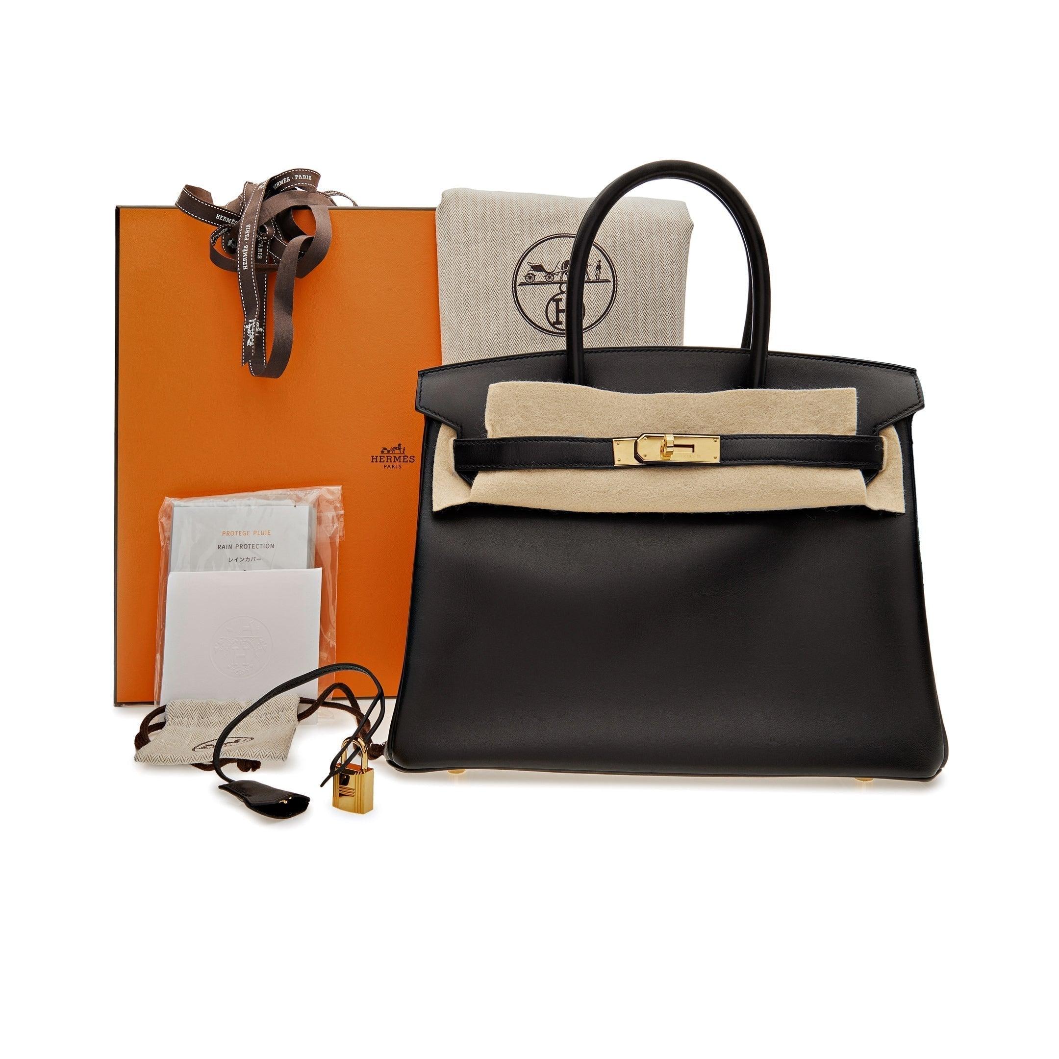 HRMS Birkin 30 Black Box Leather Gold Hardware - tntwear1