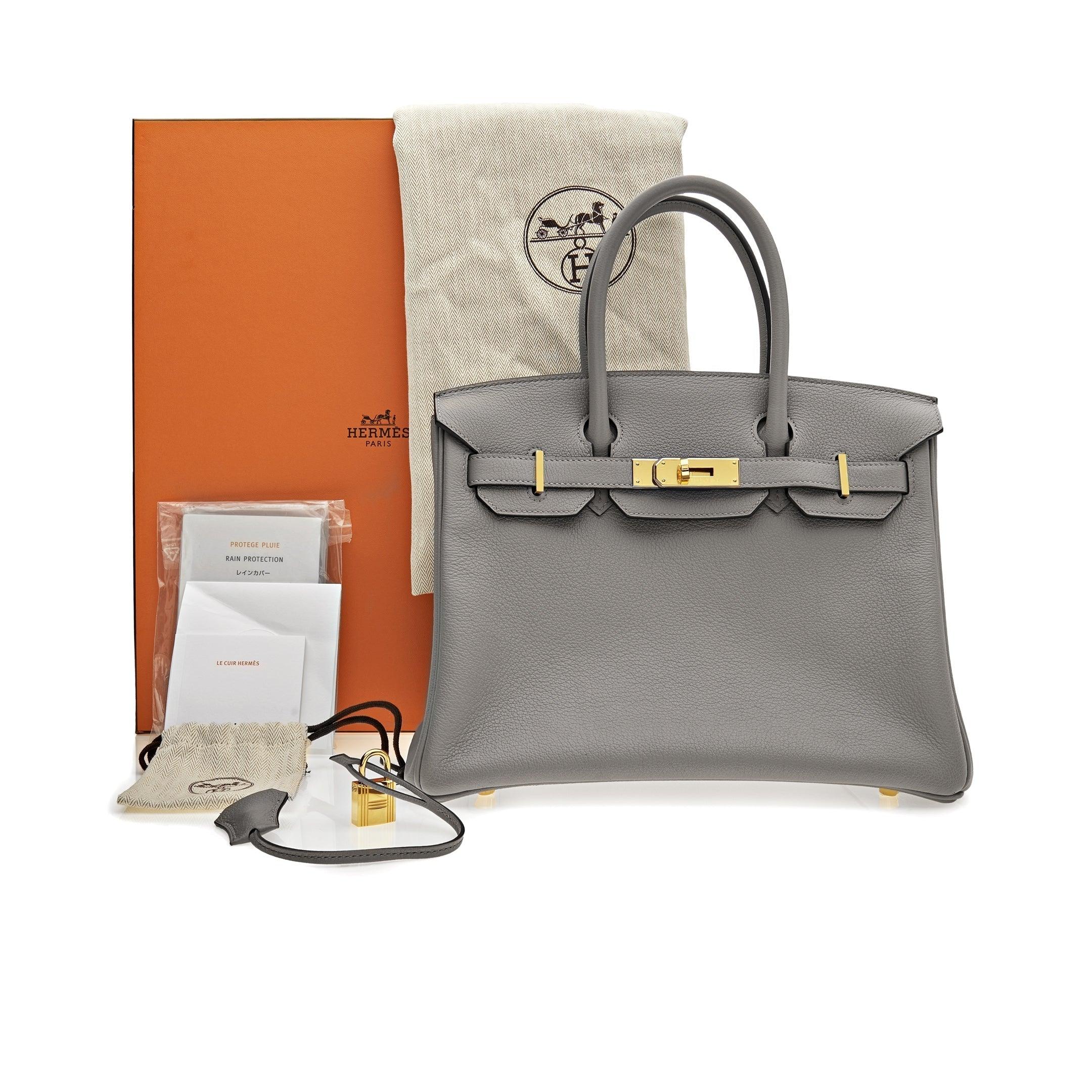 HMS Birkin 30 Gris Togo Leather Gold Hardware - tntwear1