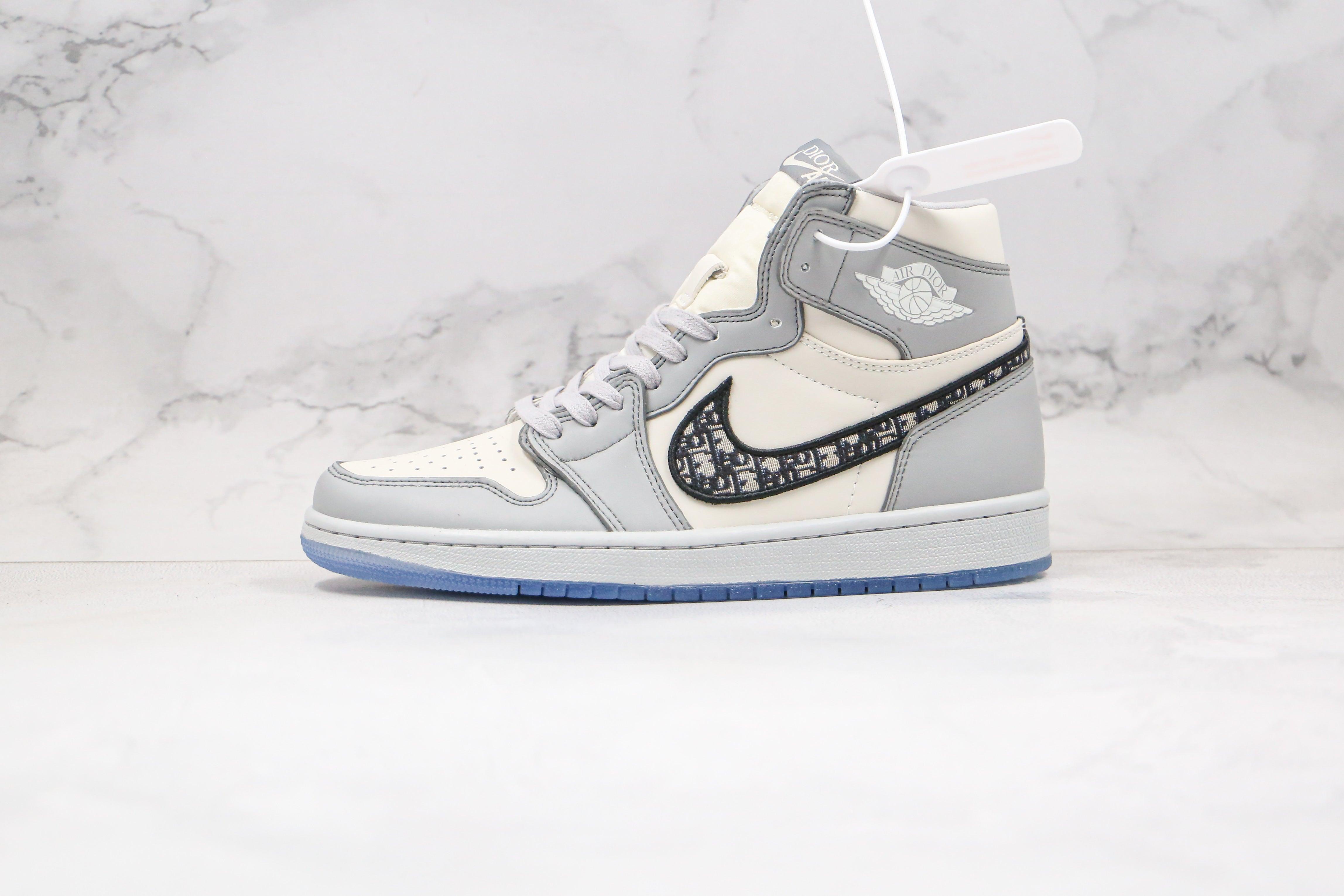 Custom Dior x Air Jordan 1 High OG "Grey"AJ1 High Q - tntwear1