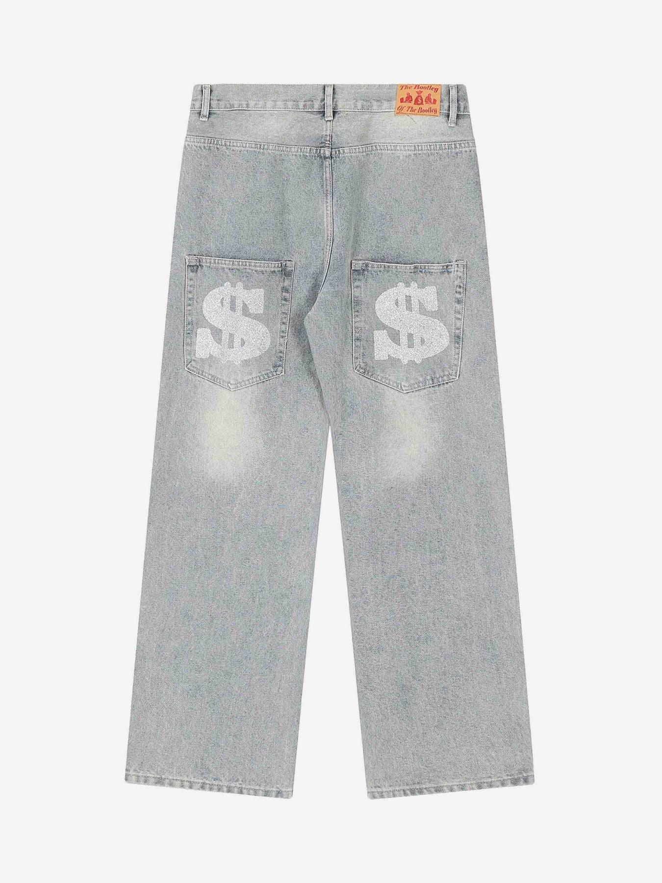 1984 Dark Letter Print Jeans - tntwear1