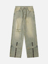 1984 American Street Trend Zipper Design Washed Jeans - tntwear1