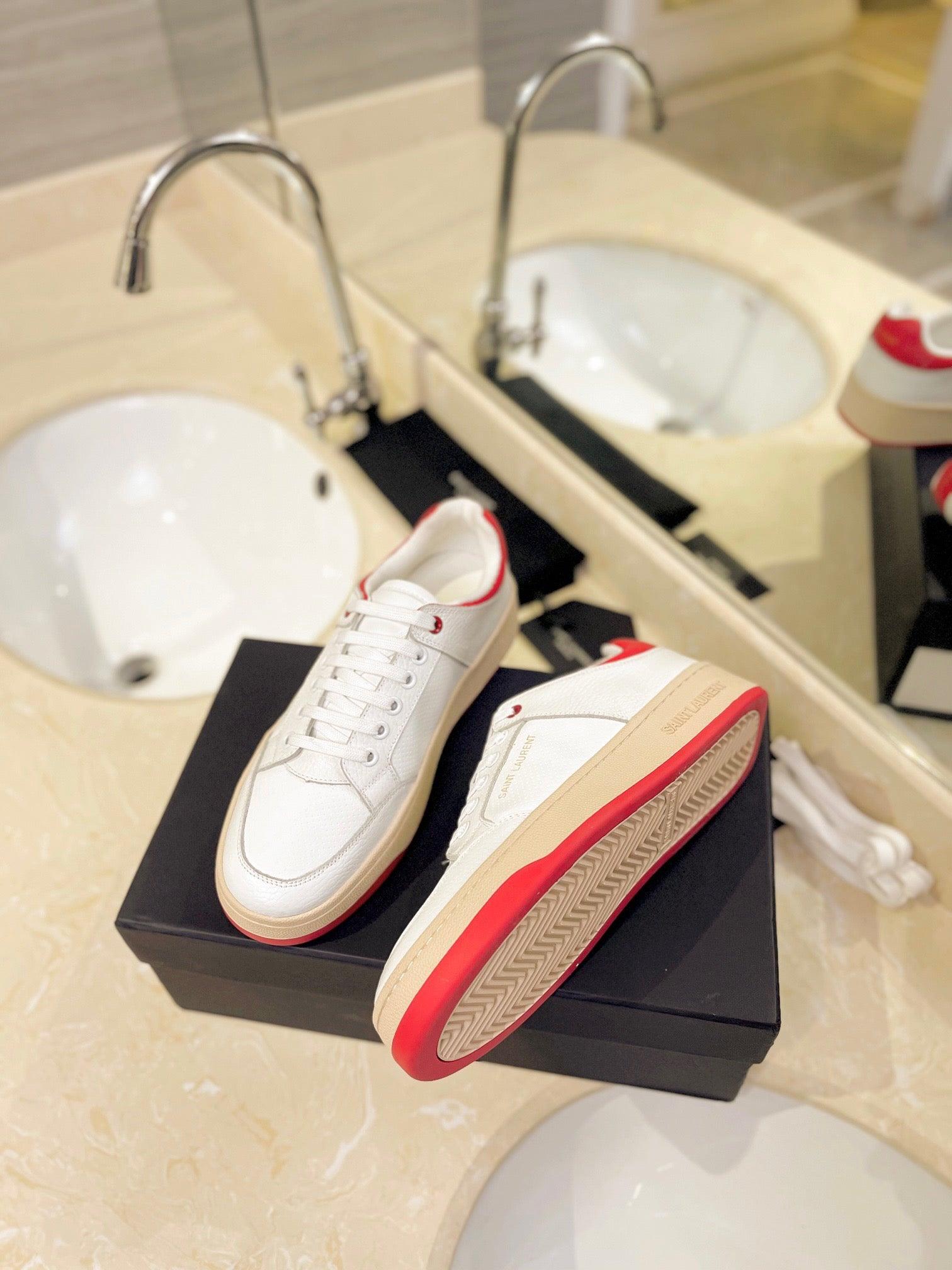 VSL White and Red Leather Sneakers-171 - tntwear1