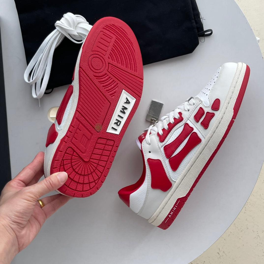 AMR Skel Top Low Red and White Sneakers-193 - tntwear1