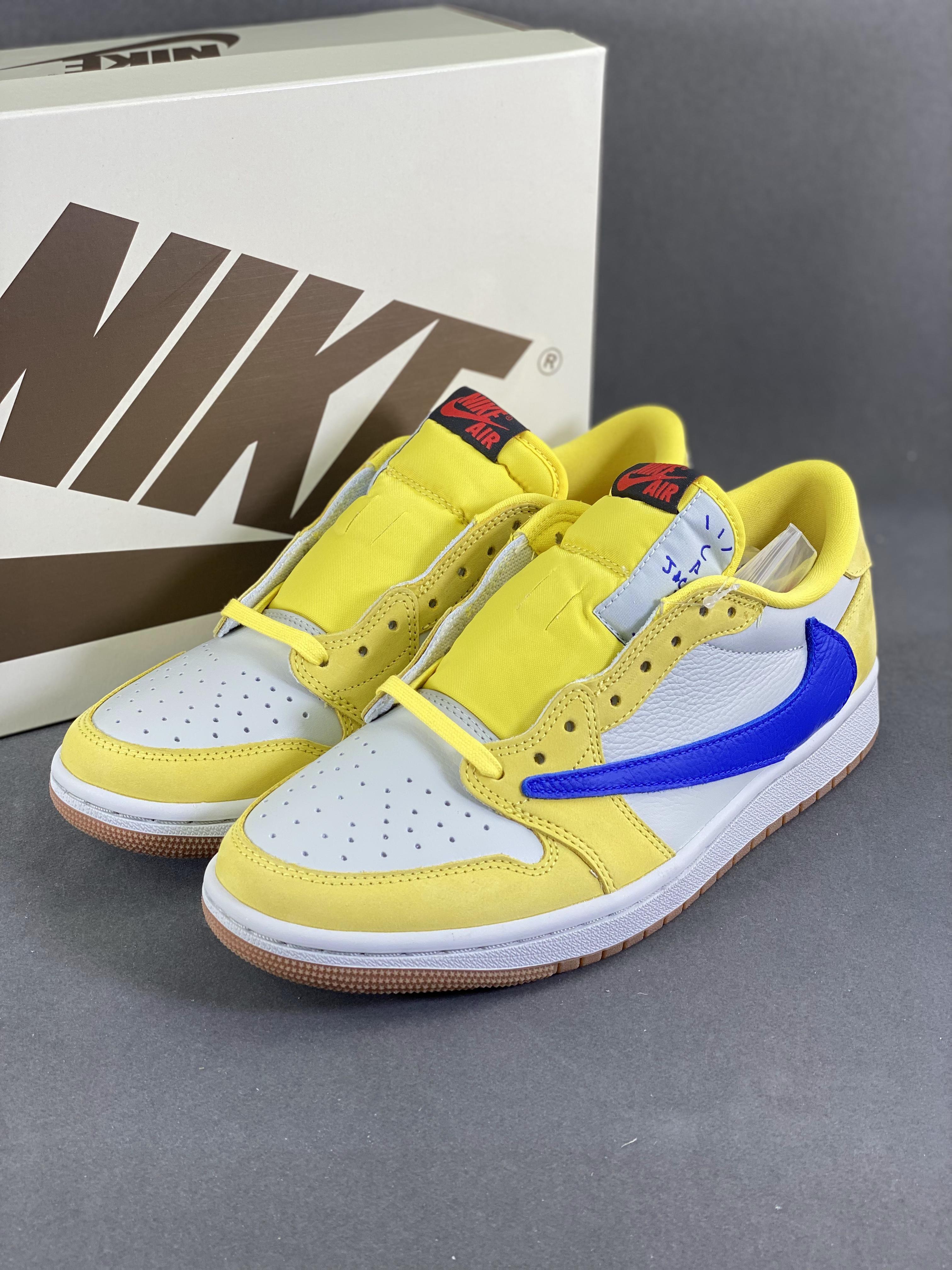 Custom Travis Scott x Air Jordan 1 Low “Canary” DZ4137-700 - tntwear1