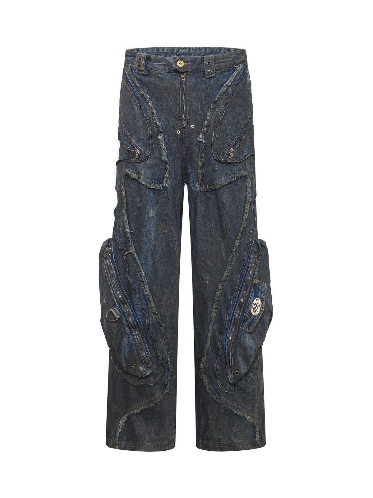 Tntwear Wasteland Style Washed Straight Leg Jeans - tntwear1