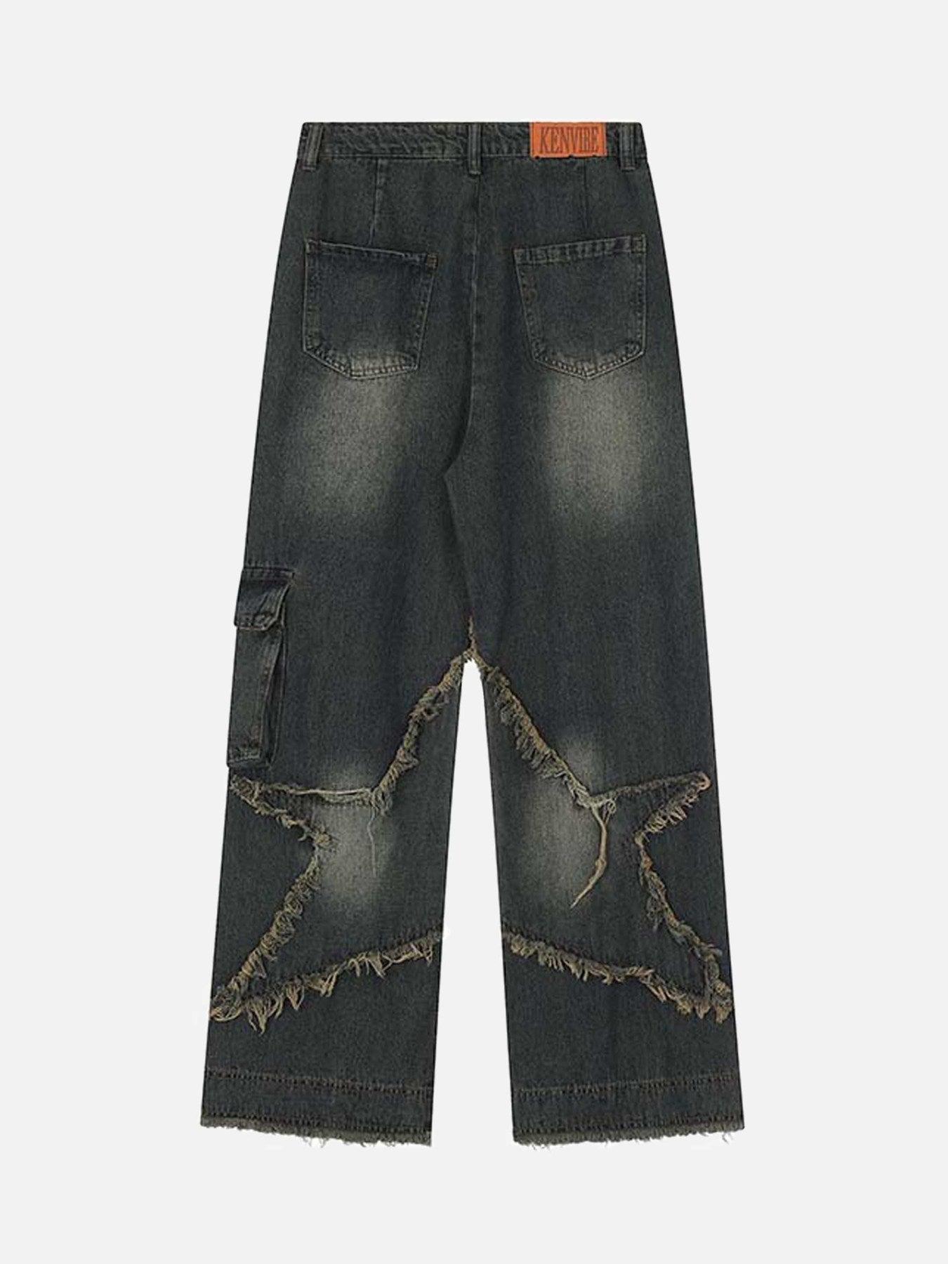 1984 Patch Embroidered Straight-leg Jeans - 1572 - tntwear1