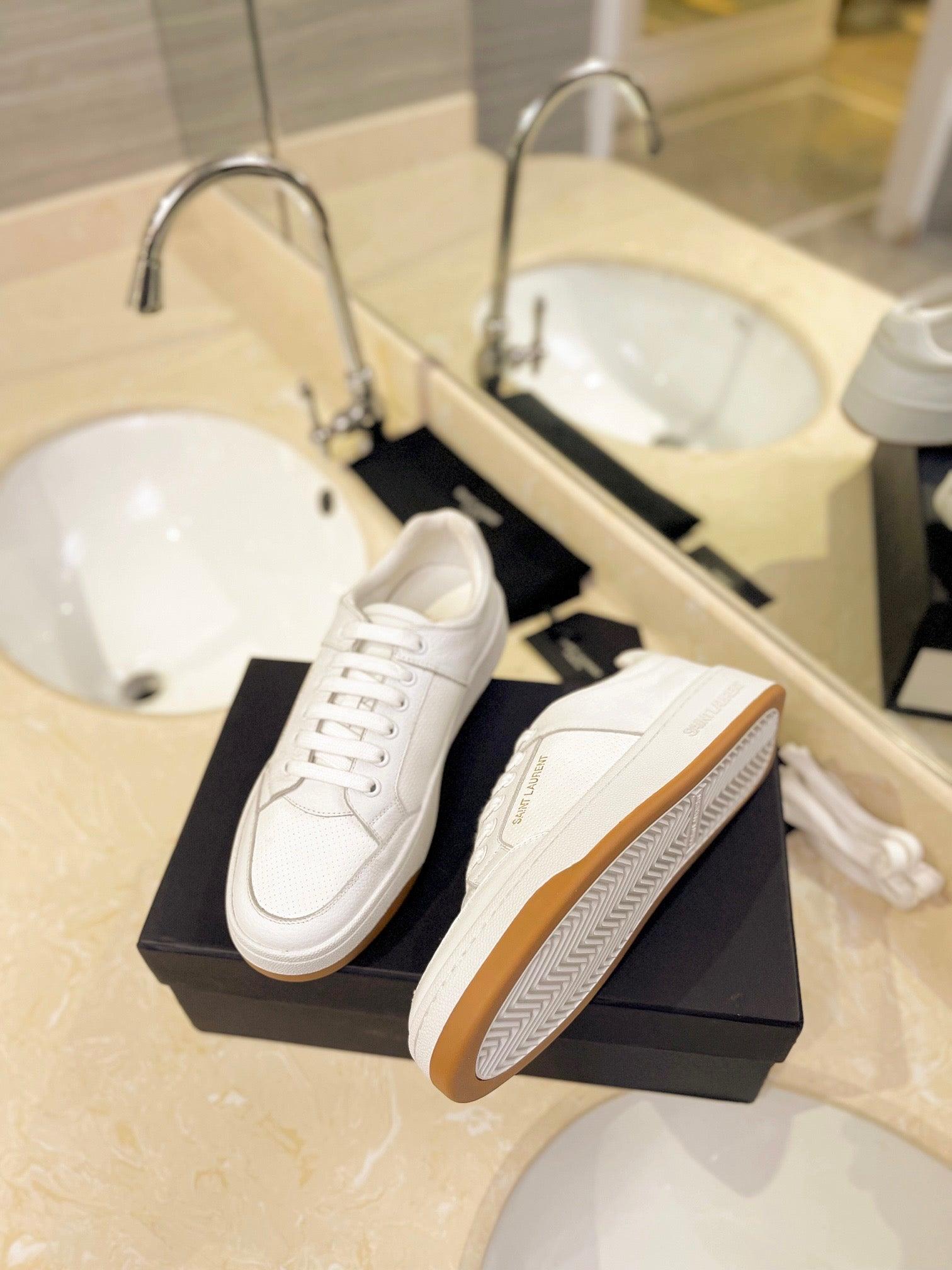 VSL White Leather Sneakers-170 - tntwear1