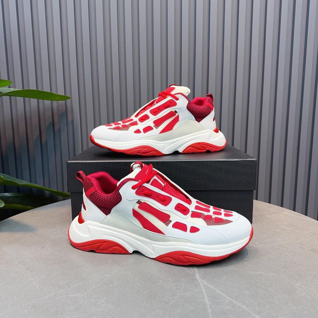 AMR Red and White Bone Runner Sneakers-050 - tntwear1