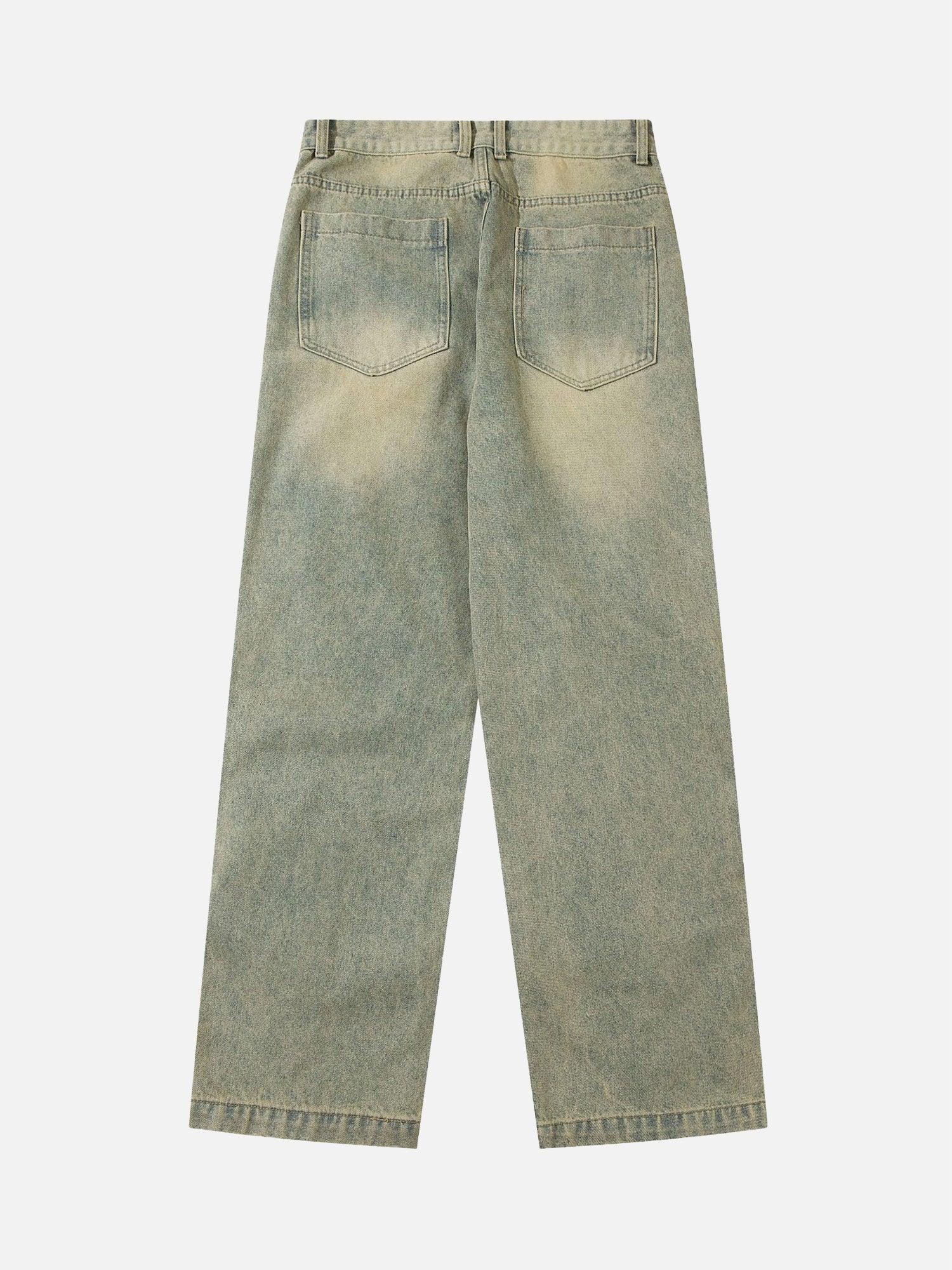 1984 American Street Trend Zipper Design Washed Jeans - tntwear1