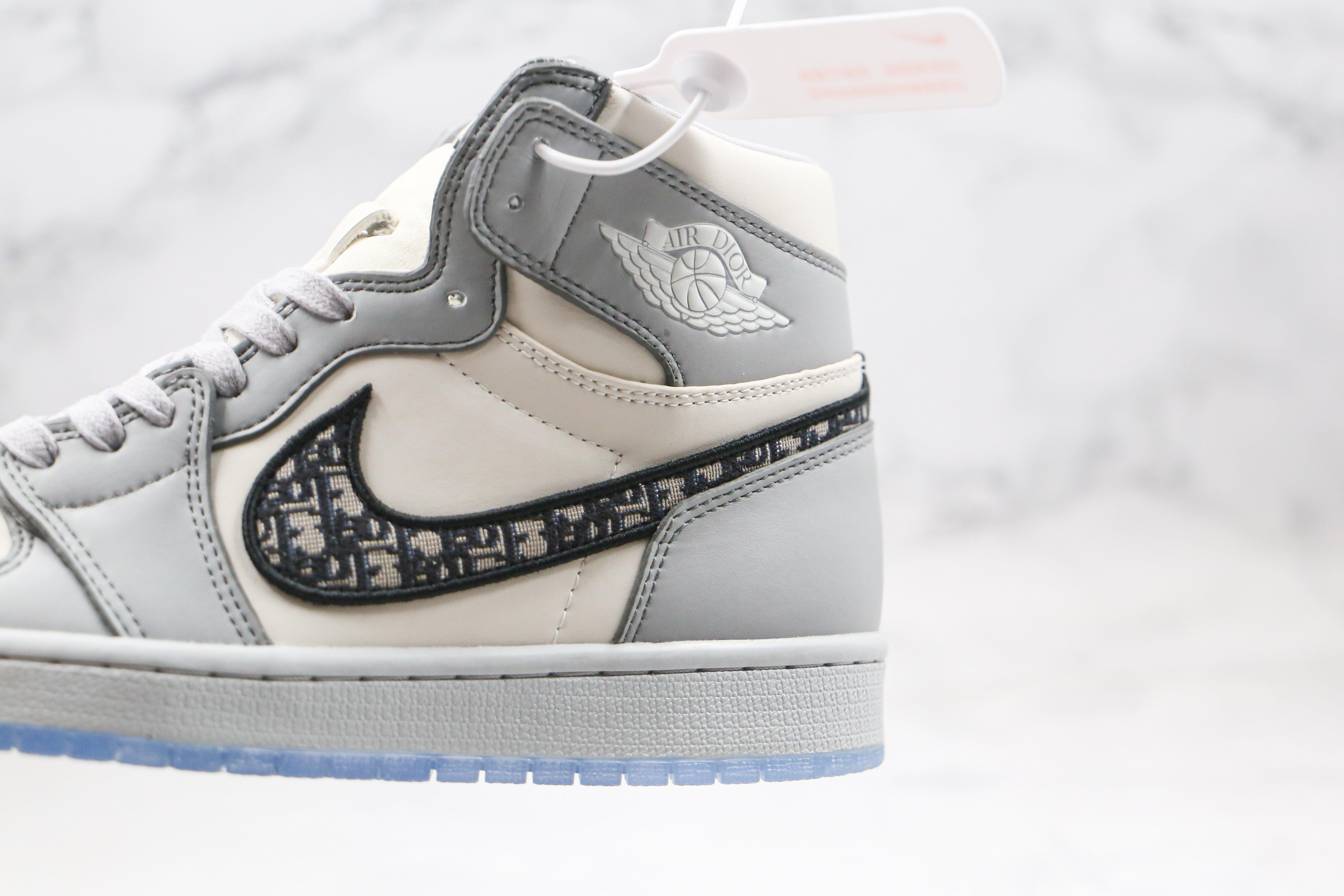 Custom Dior x Air Jordan 1 High OG "Grey"AJ1 High Q - tntwear1