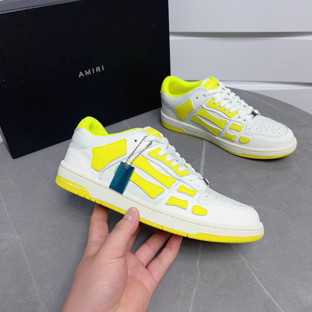 AMR Skel Top Low White Fluorescent Yellow Sneakers-142 - tntwear1