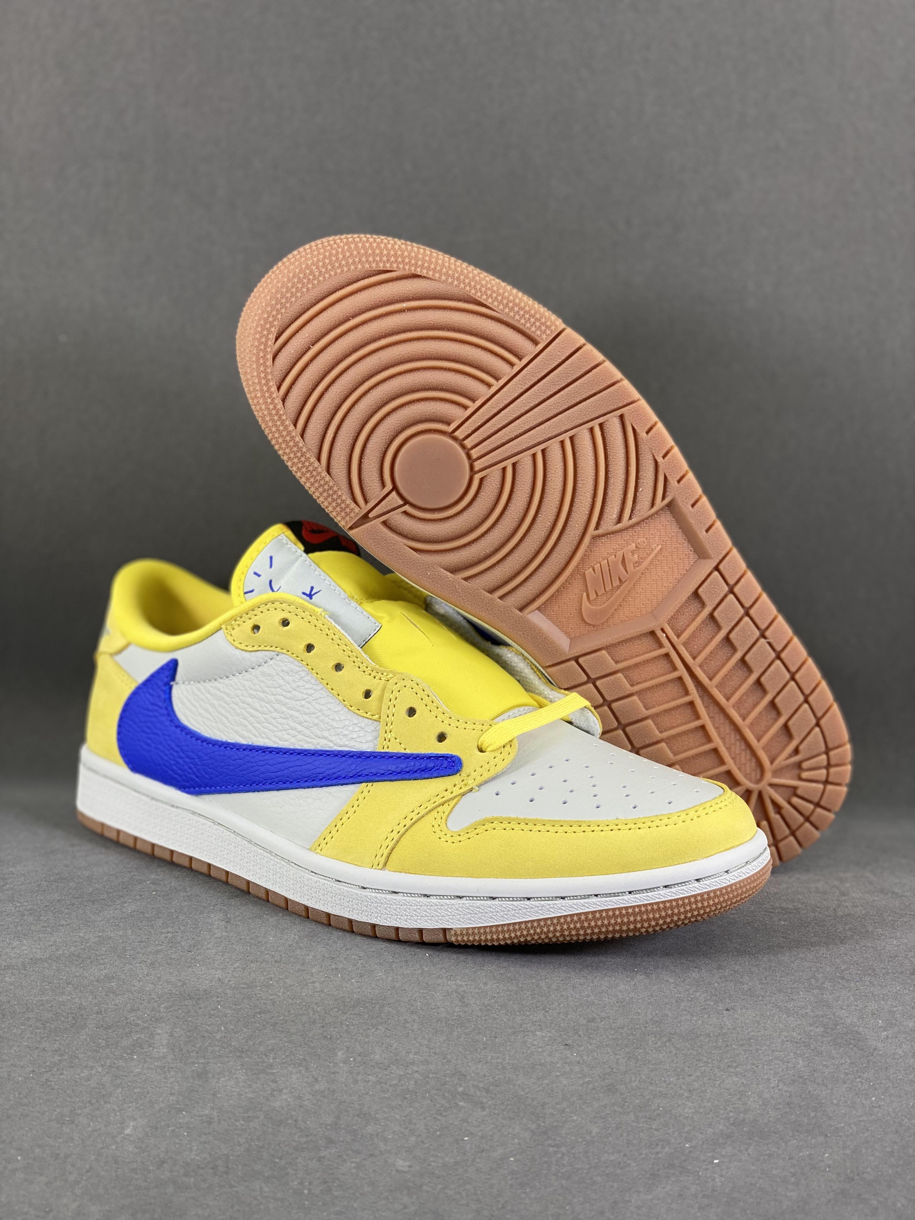 Custom Travis Scott x Air Jordan 1 Low “Canary” DZ4137-700 - tntwear1