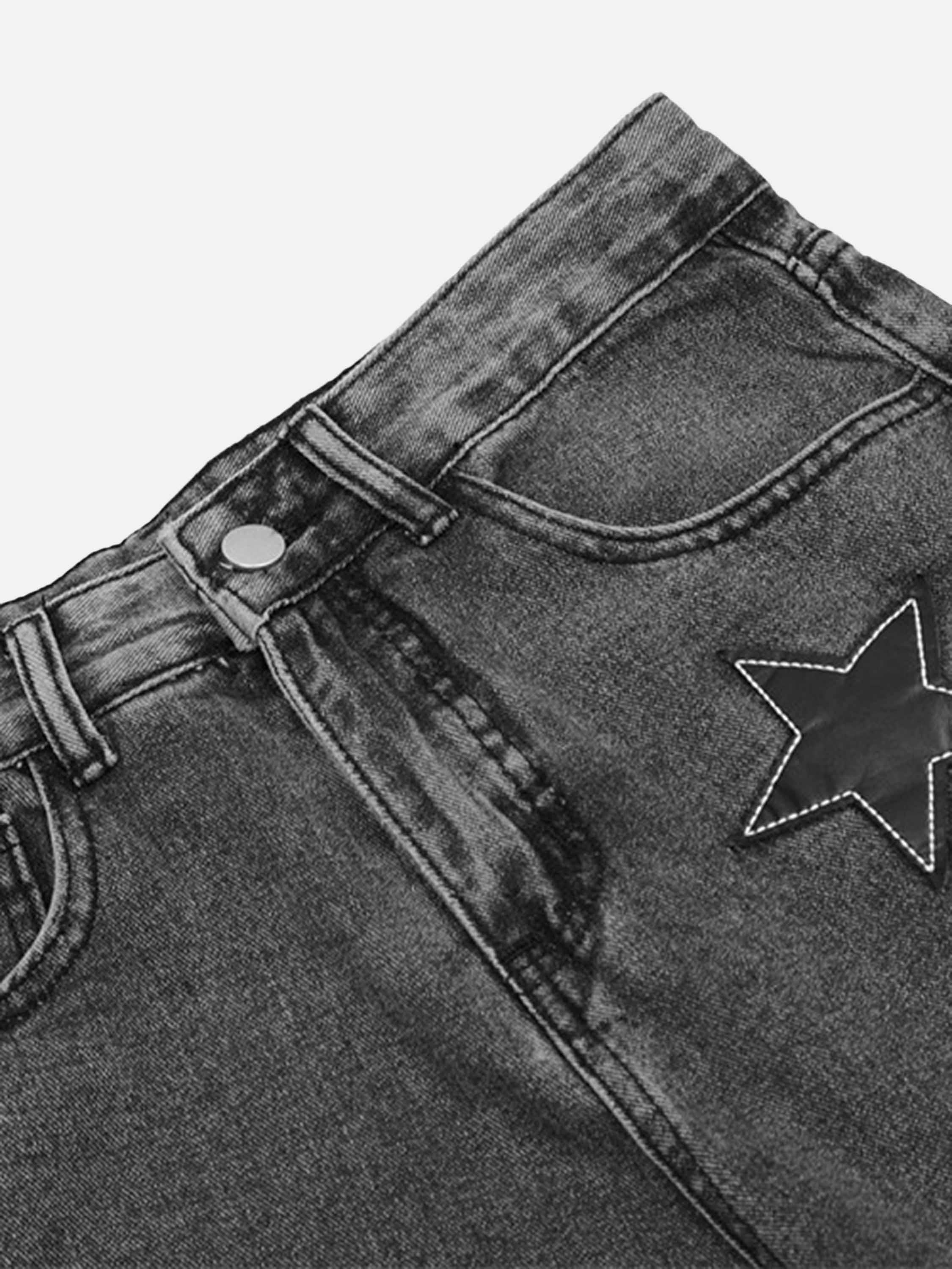 1984 American Vintage Five-pointed Star Patch Embroidered Jeans Loose Straight-legged Pants -1439 - tntwear1